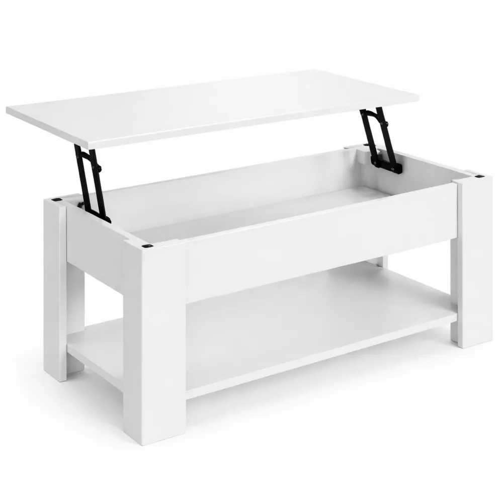 Höhenverstellbarer und ausziehbarer Couchtisch in Weiß für Wohnzimmer und Büro