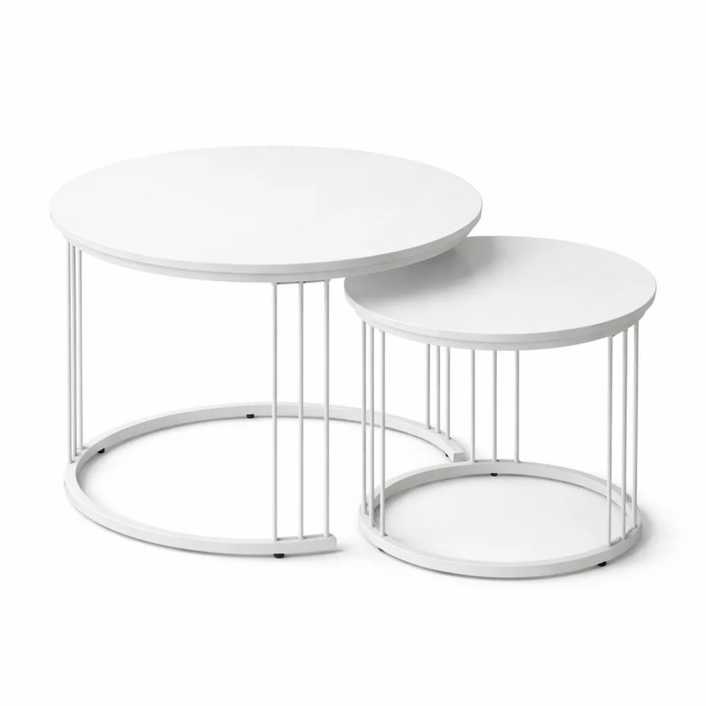 Runder Satztisch-Set für Wohnzimmer oder Büro in Weiß