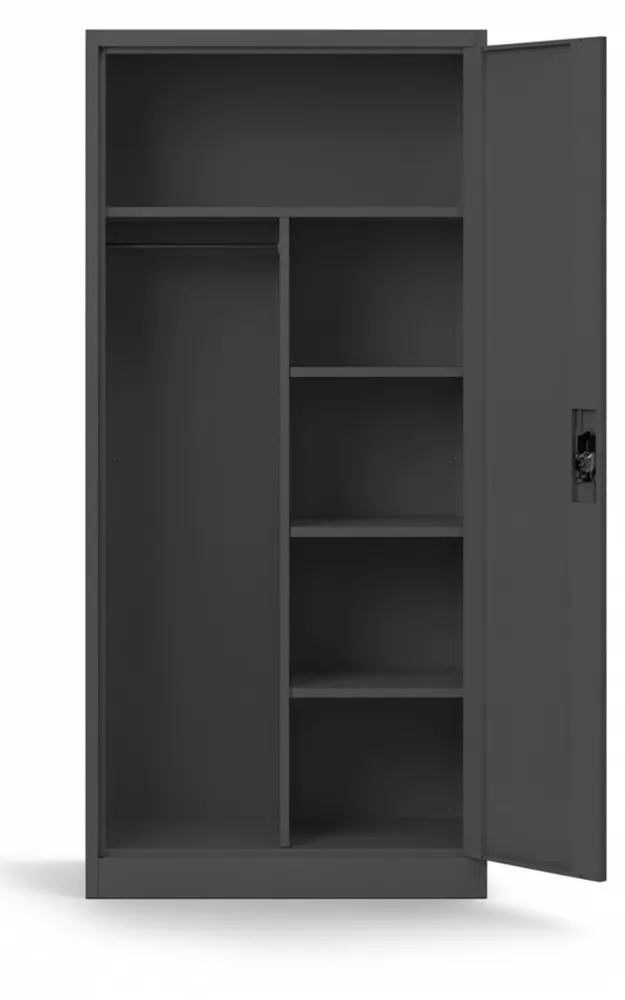 Hochschrank mit Kleiderstange und Pulverbeschichtung, abschließbar, Anthrazit