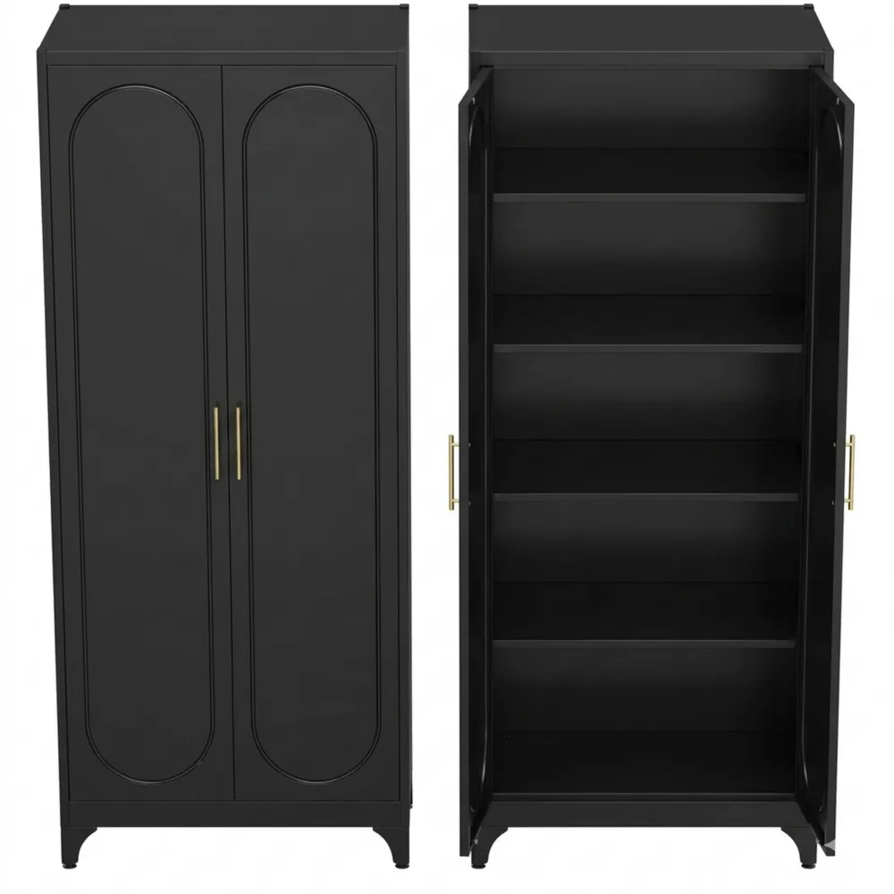 Metallschrank mit Stecktafeln, 180 cm, abschließbare Türen, verstellbare Regale