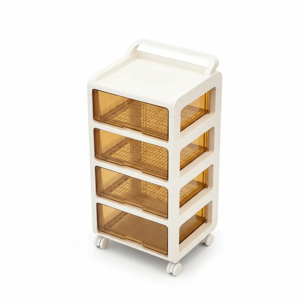Rollbarer Kunststoff-Schubladenschrank, 4 Ebenen, Mobiler Aufbewahrungsschrank für Zuhause und Büro
