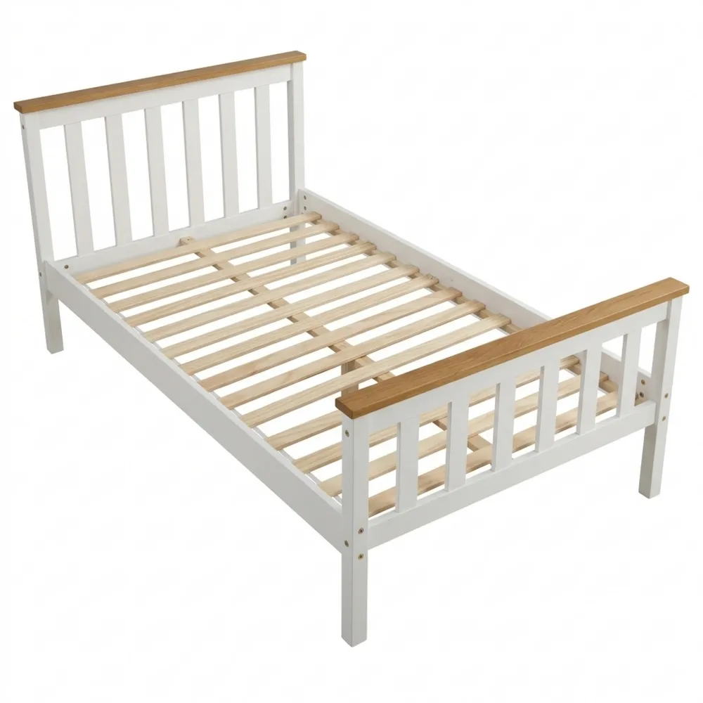 Massivholzbett 90x200 mit Lattenrost Weiß