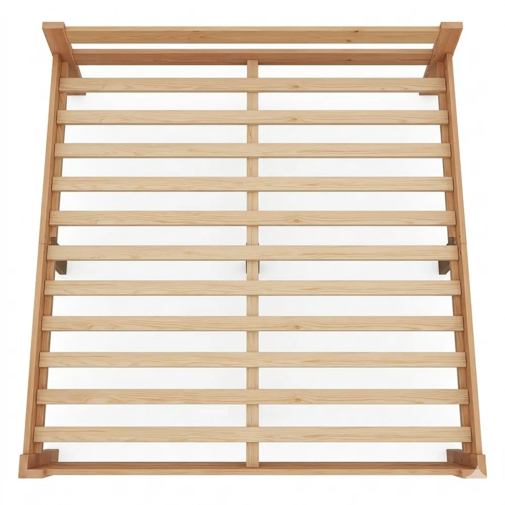 Massivholzbett mit Kopfteil und Lattenrost, Natur (200x140cm)