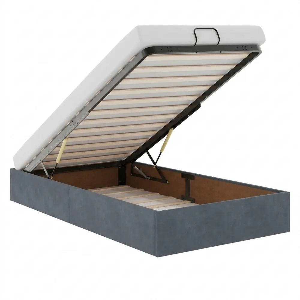 Polsterbett mit Stauraum 80x200 cm in Dunkelgrau Samt