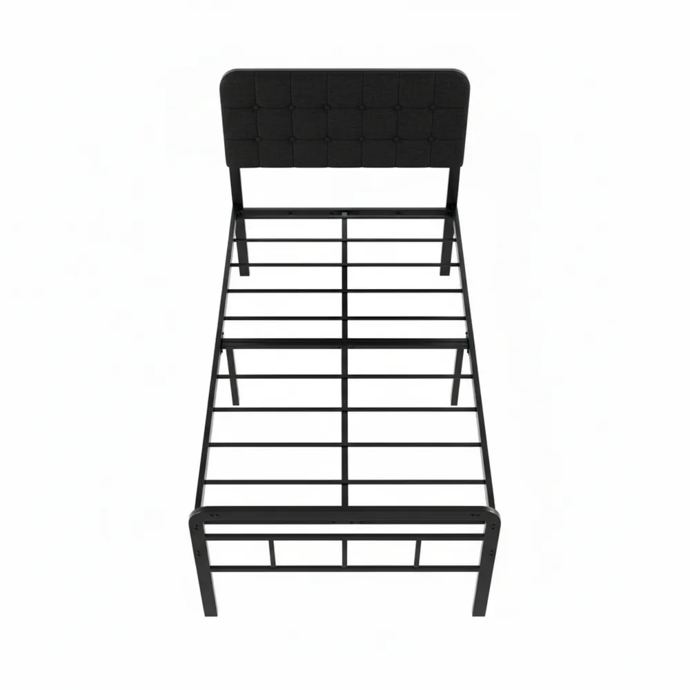 Einzelbett 90x200 cm mit Stauraum und gepolstertem Kopfteil