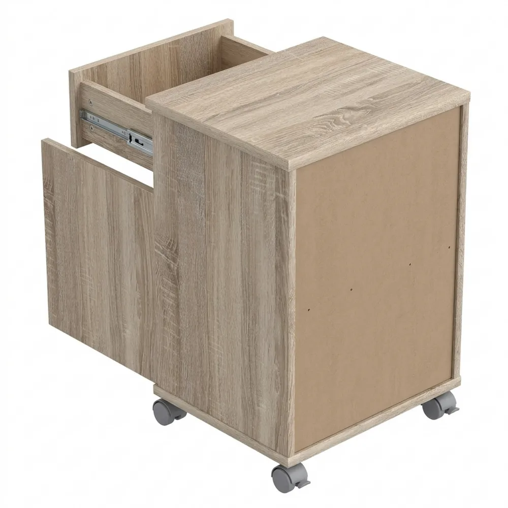 Rollcontainer mit Tür und Schublade, Sonoma Eiche, 38,6 x 54,2 x 42 cm