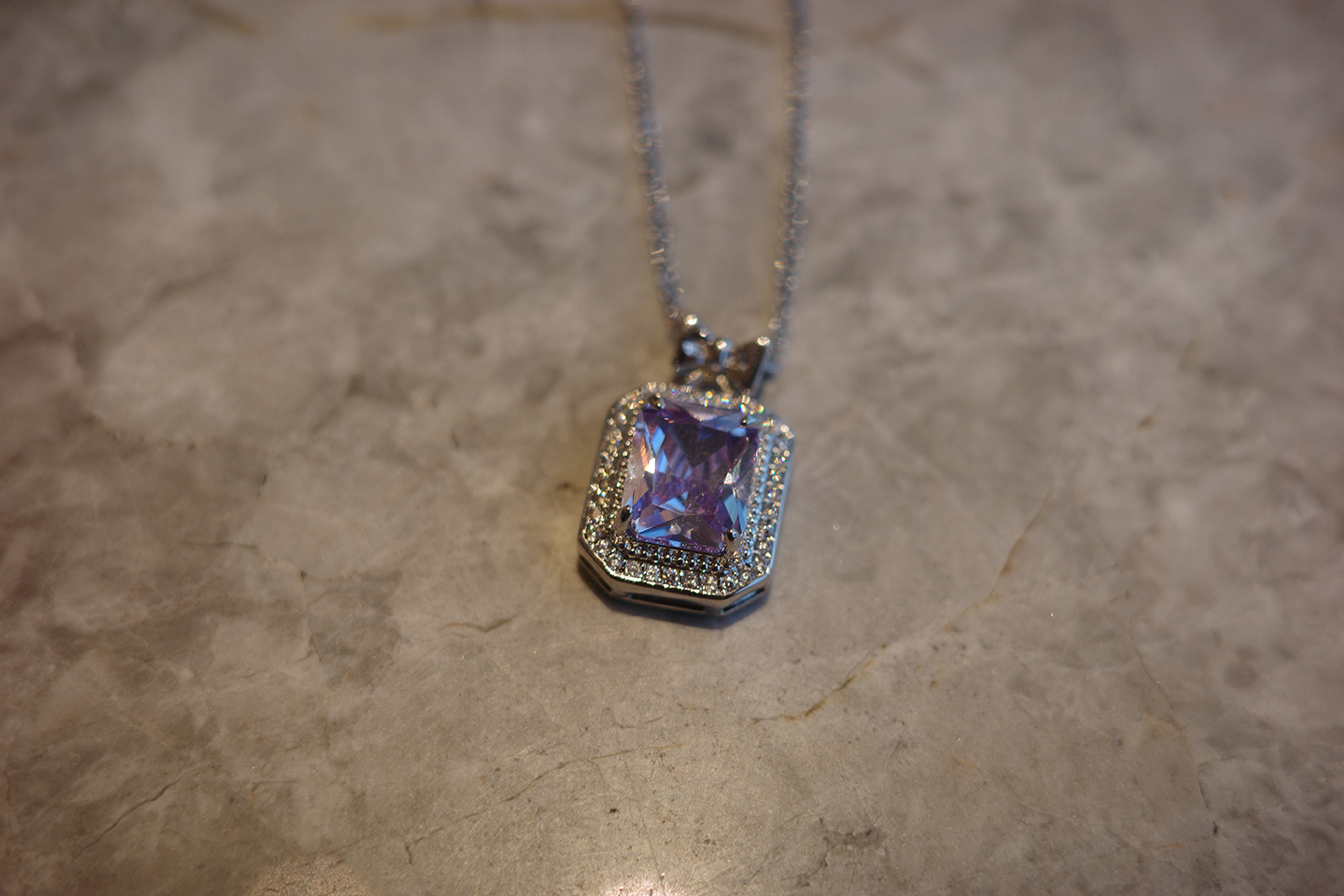 The Moon Elixir Pendant – Lavender Zirconia Perfume Vial & Bowknot Necklace