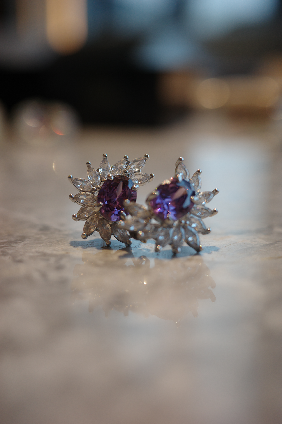 The Moon Indigofera Earring – Celestial Star-Dust & Weeping Silver Vine