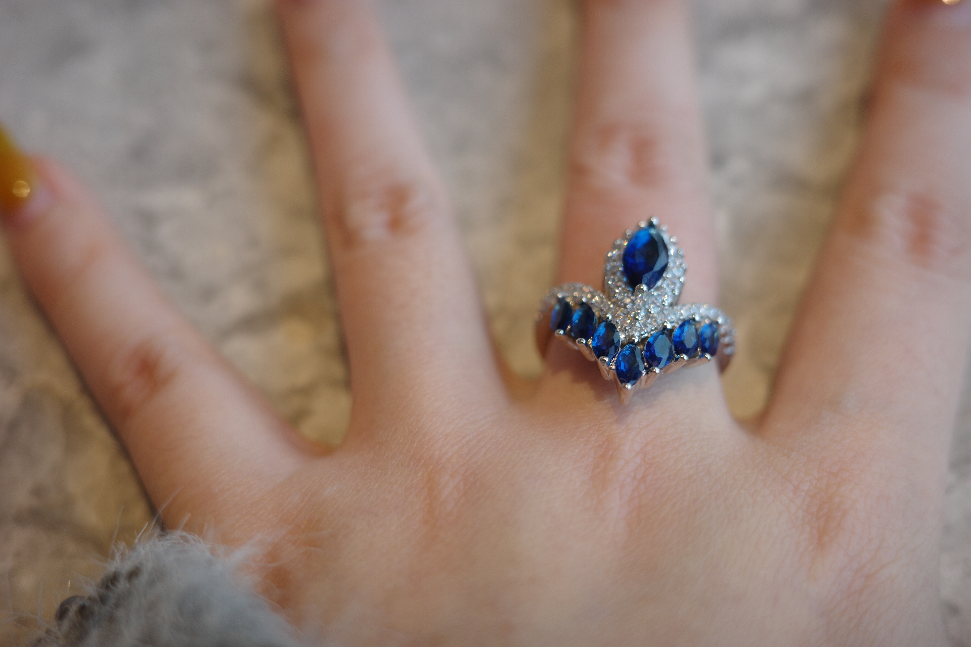 The Mercury Sovereign Ring – Royal Blue Carbon Diamond & Celestial Crown