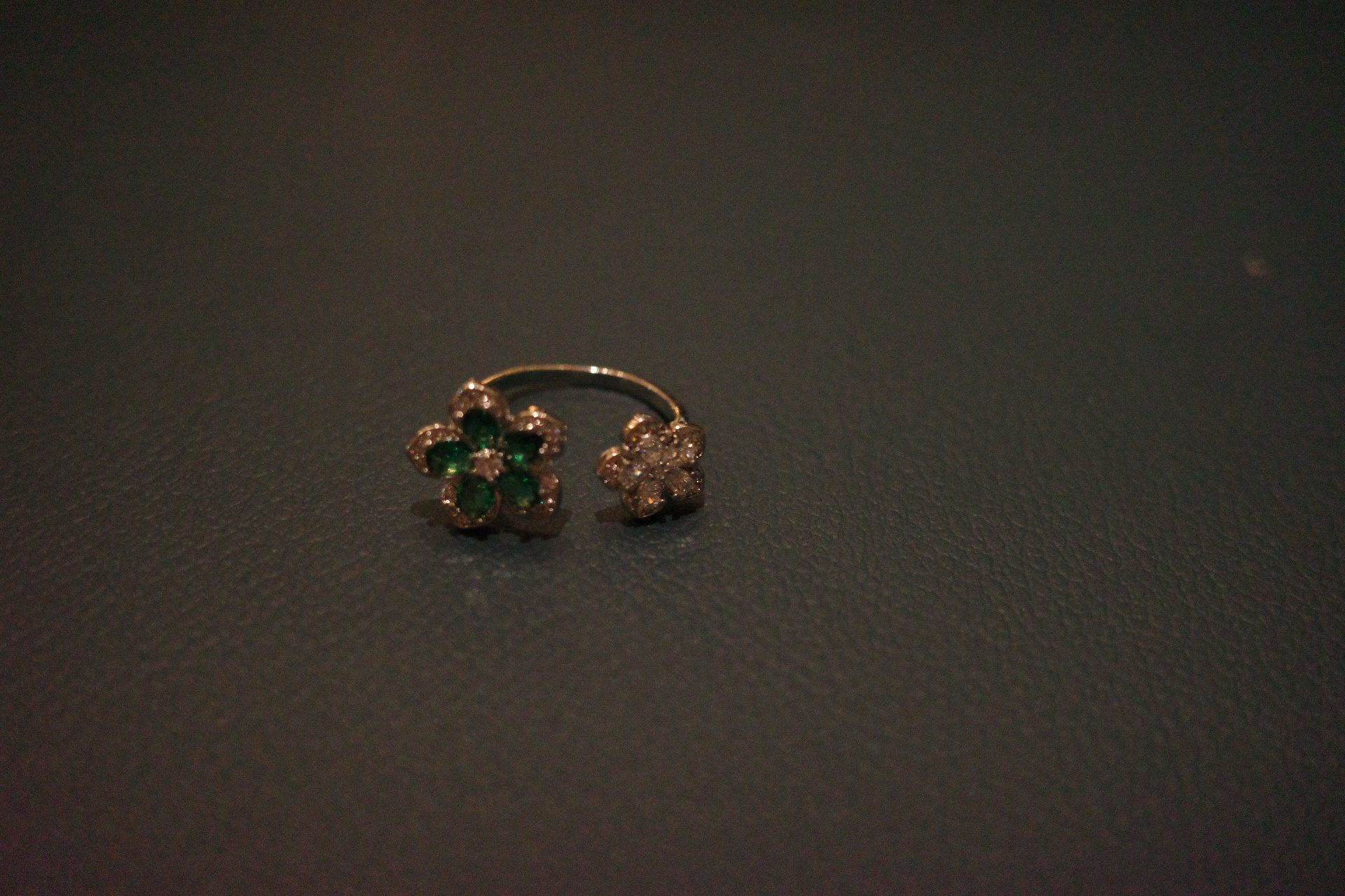 The Jupiter Emerald Garden Ring – Floral Blossom & Gilded Stardust Lattice