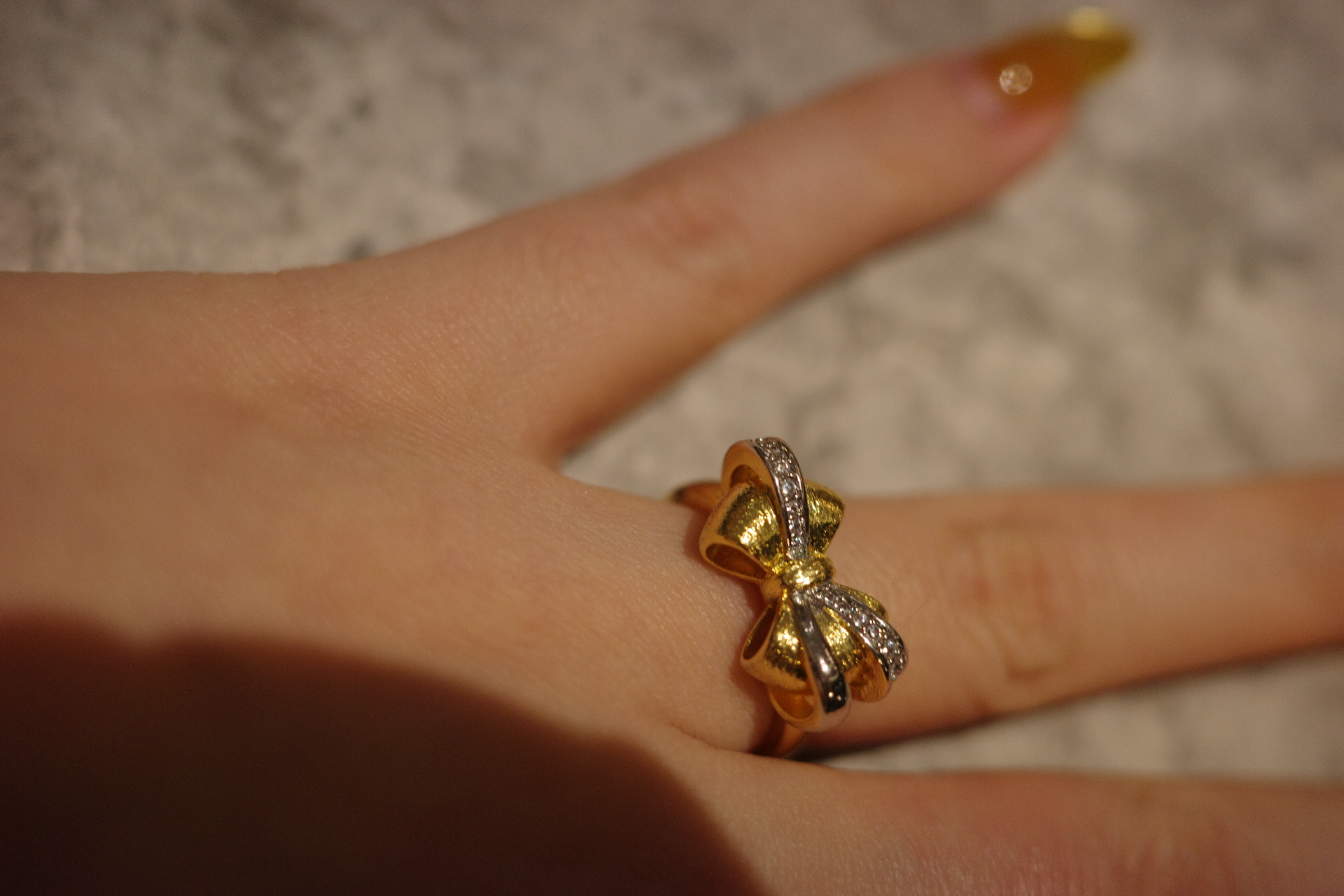 The Venus Ribbon Ring🎀 – Brushed 18K Gold Plated Silk Bow