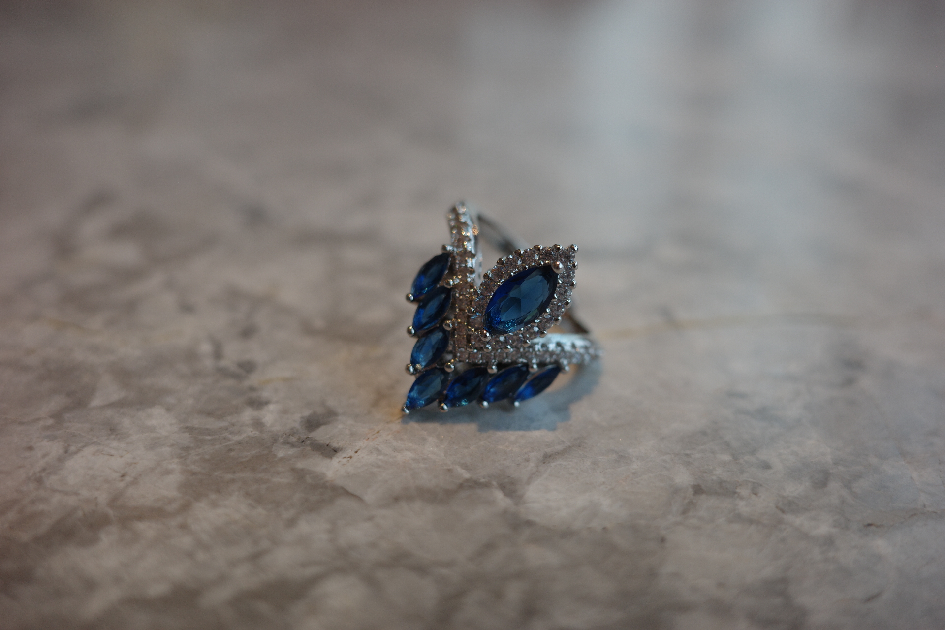 The Mercury Sovereign Ring – Royal Blue Carbon Diamond & Celestial Crown