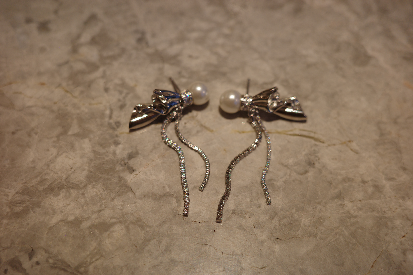 The Moon Ribbon Pearl Earring – Pleated Silk-Gold & Fluid Tassels