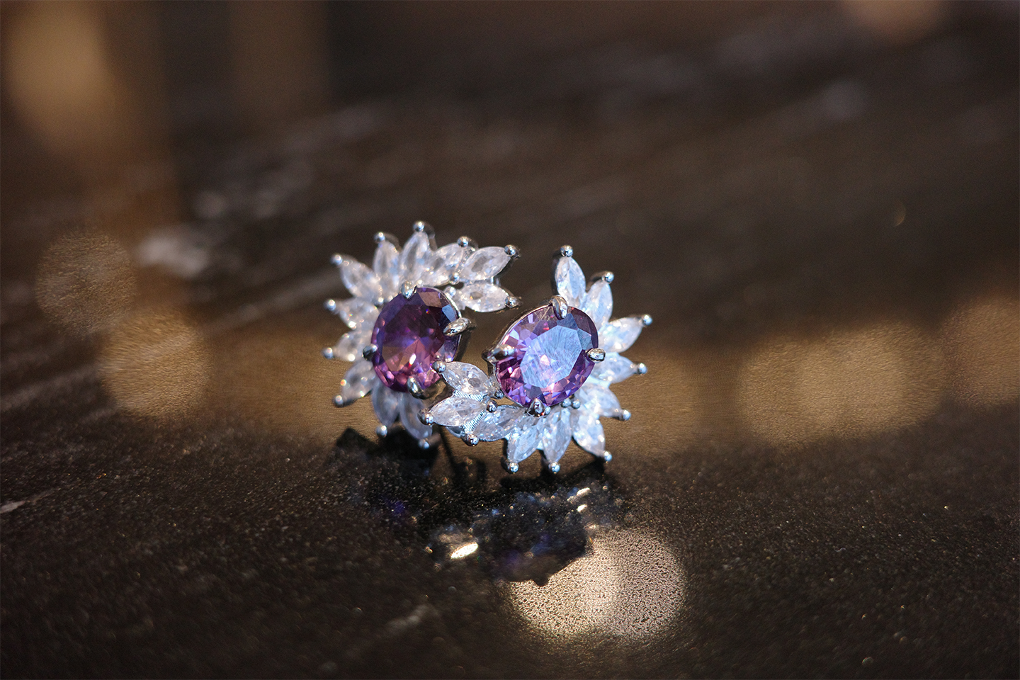 The Moon Indigofera Earring – Celestial Star-Dust & Weeping Silver Vine