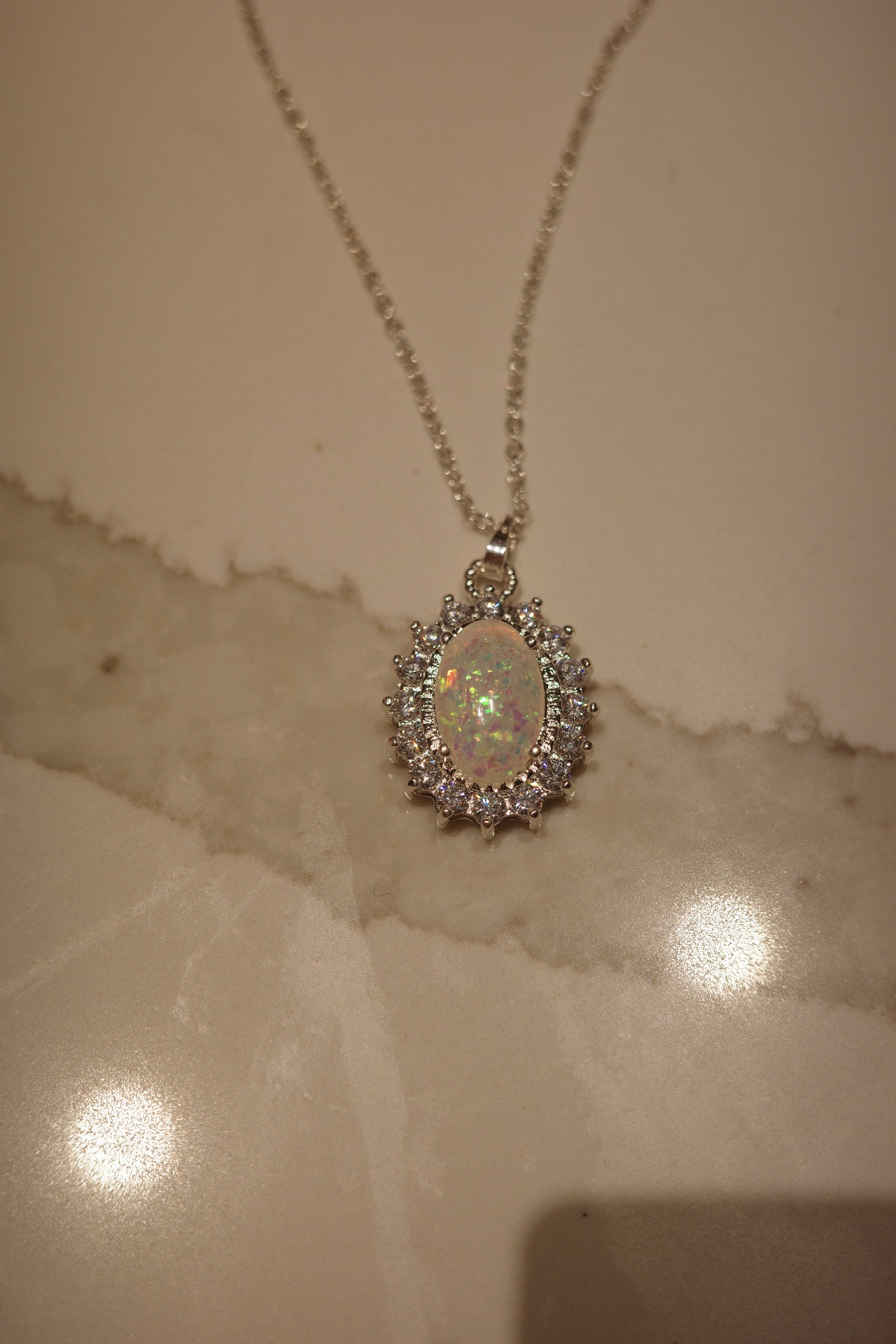 OR-YÉNA | The Solar Halo Necklace – Iridescent Moon-Opal & Vintage French Filigree