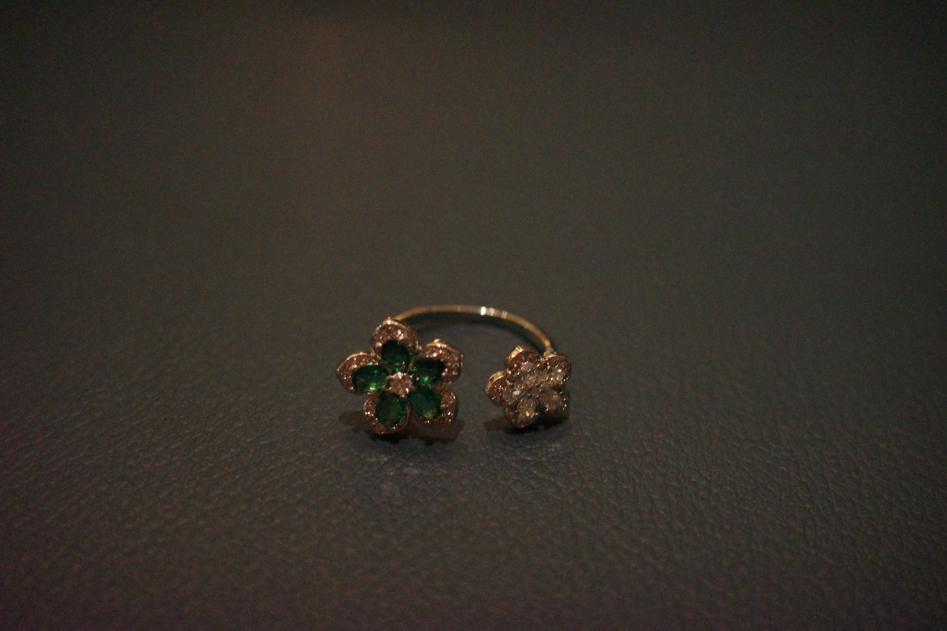 The Jupiter Emerald Garden Ring – Floral Blossom & Gilded Stardust Lattice
