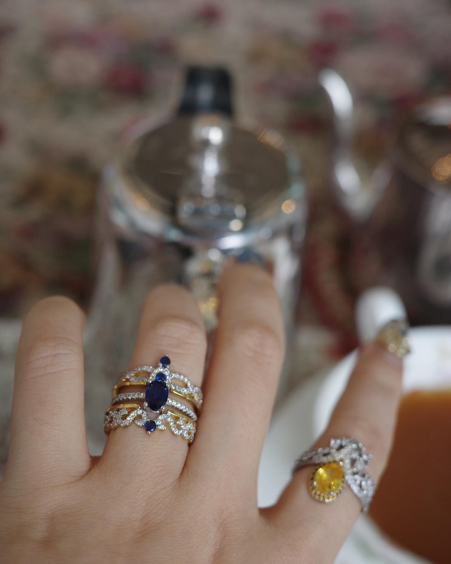 OR-YÉNA | The Solar Trinity Set – 3-Piece Stackable Crown & Radiant Halo Ring