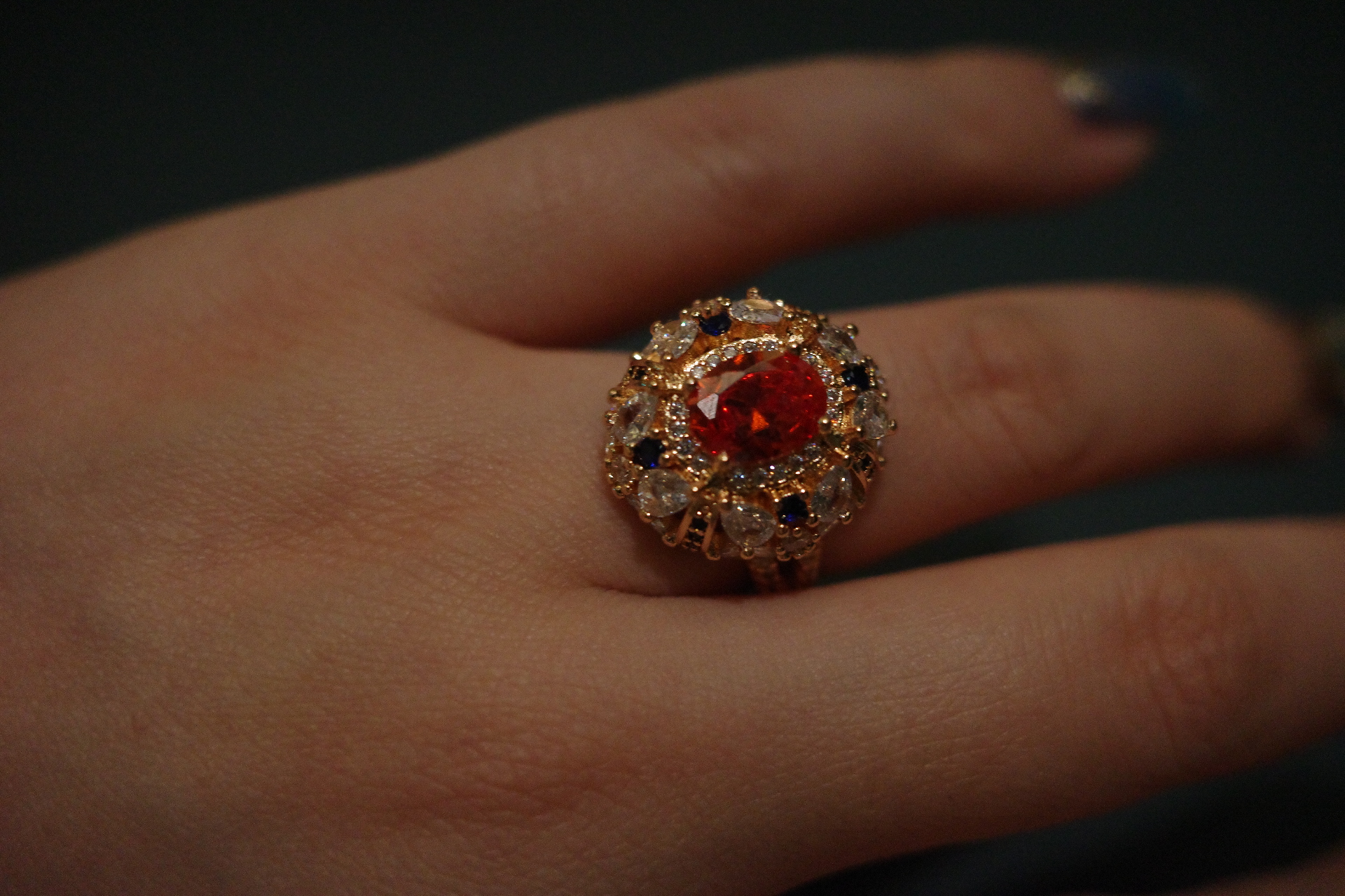 OR-YÉNA | The Martian Sovereign Ring – Crimson Ruby & Heavy-Duty Antique Gilded Engraving
