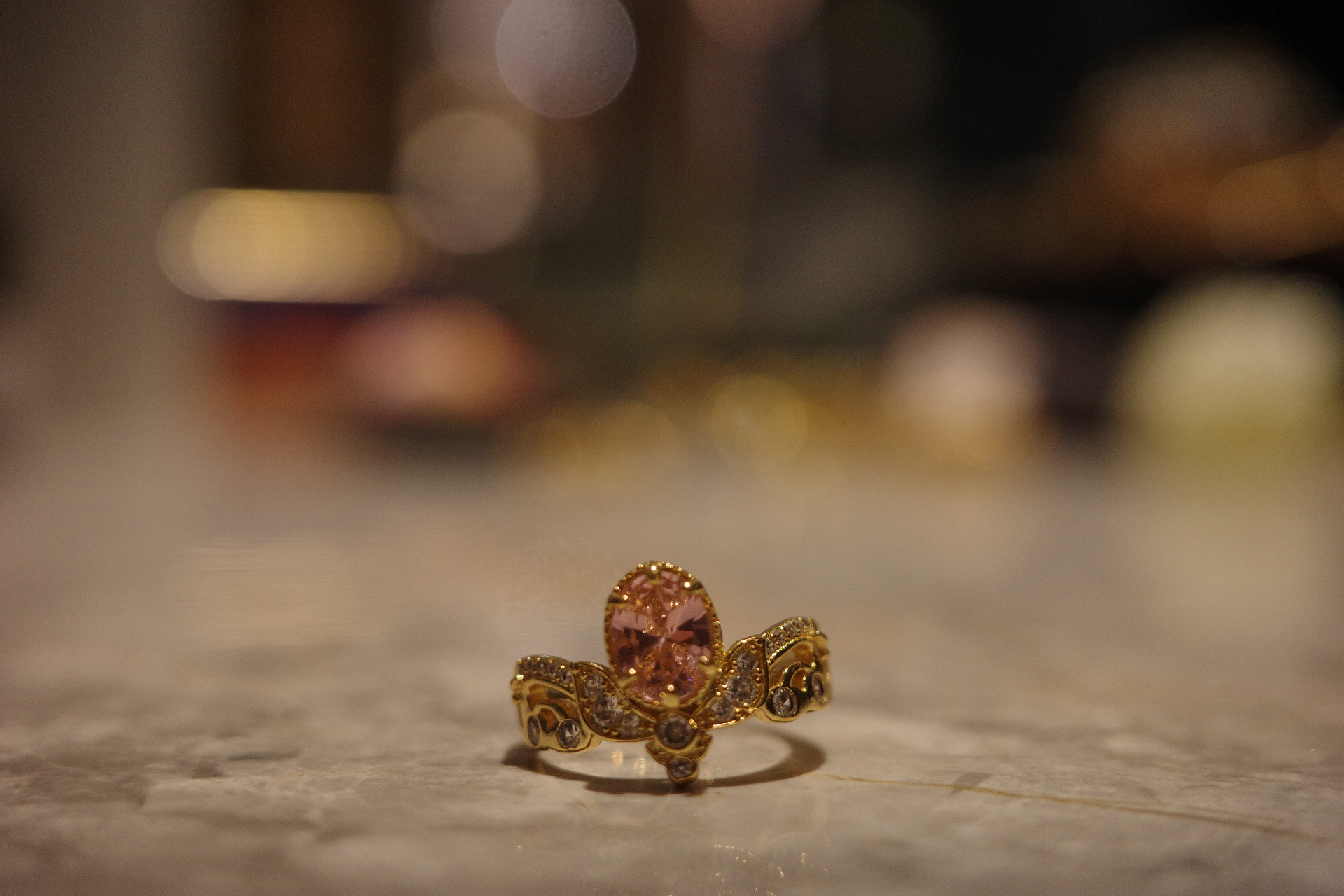 OR-YÉNA | The Mars Pioneer Ring – Crimson Pink Zircon & Antique Gilded Palace Filigree