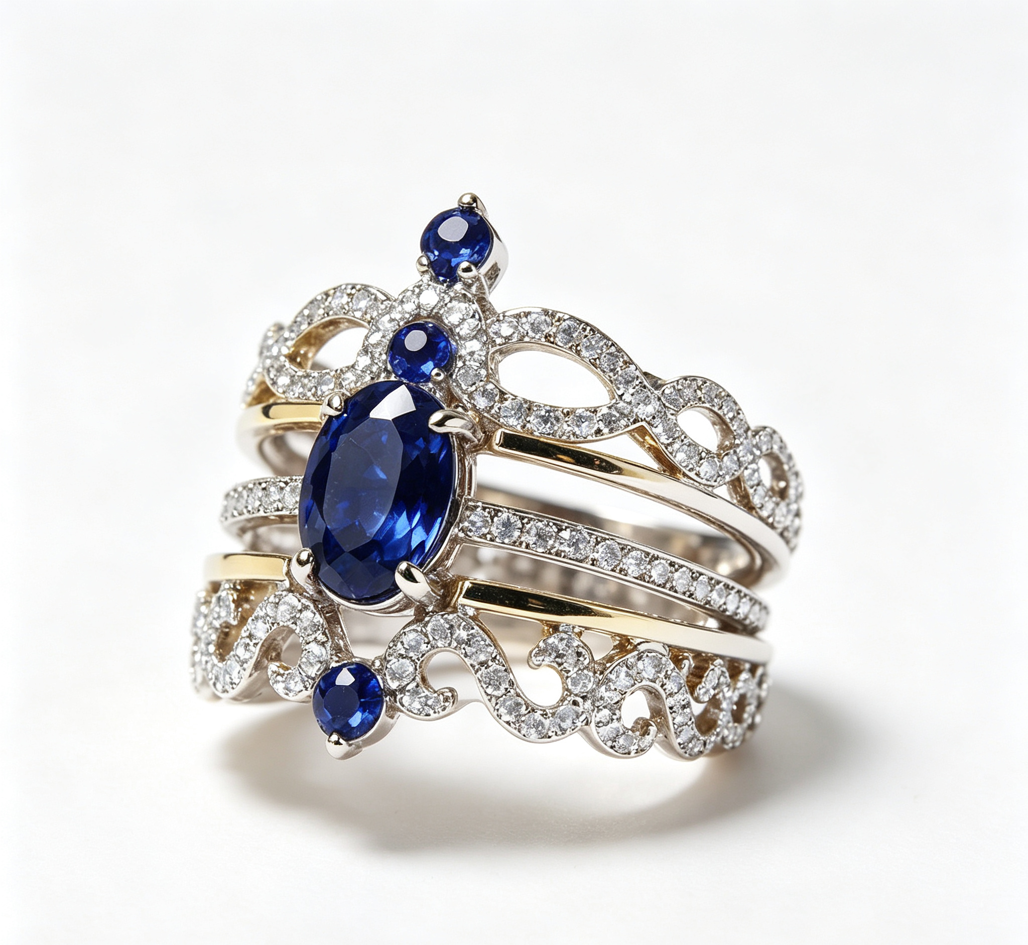 OR-YÉNA | The Solar Trinity Set – 3-Piece Stackable Crown & Radiant Halo Ring