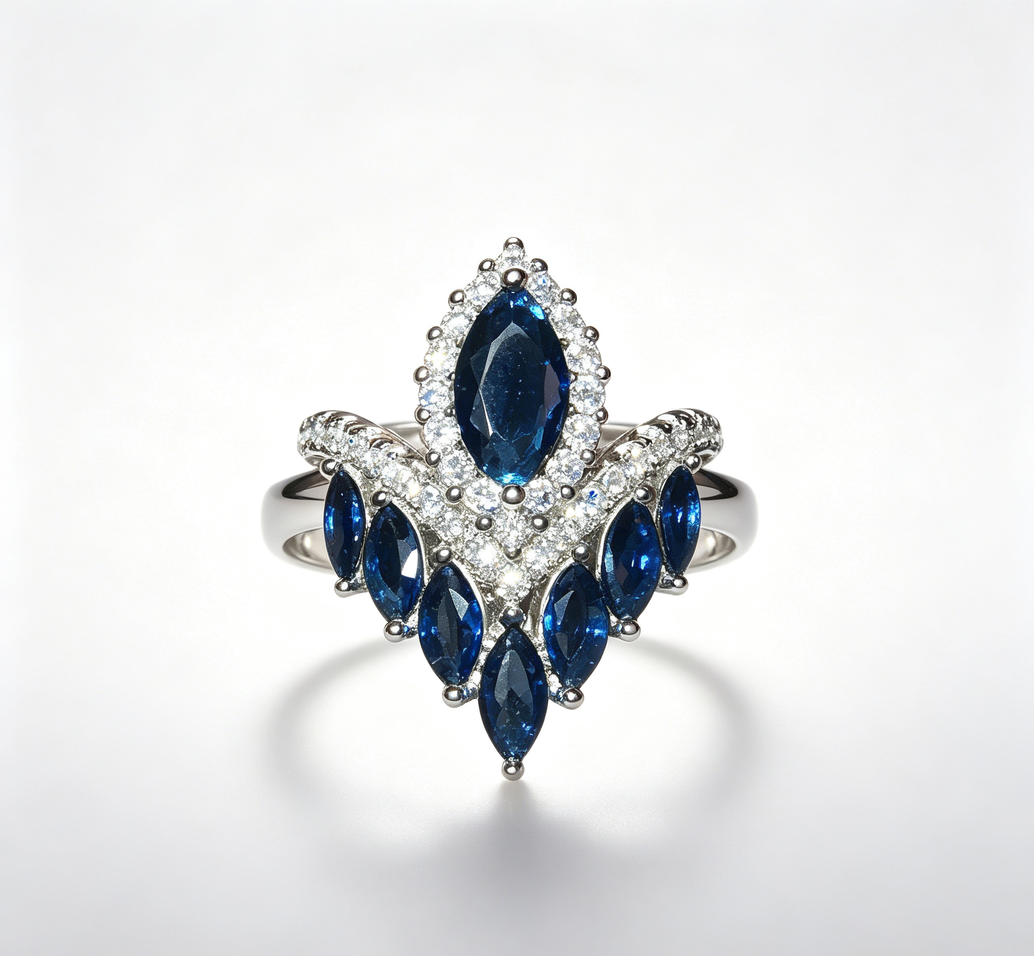 The Mercury Sovereign Ring – Royal Blue Carbon Diamond & Celestial Crown