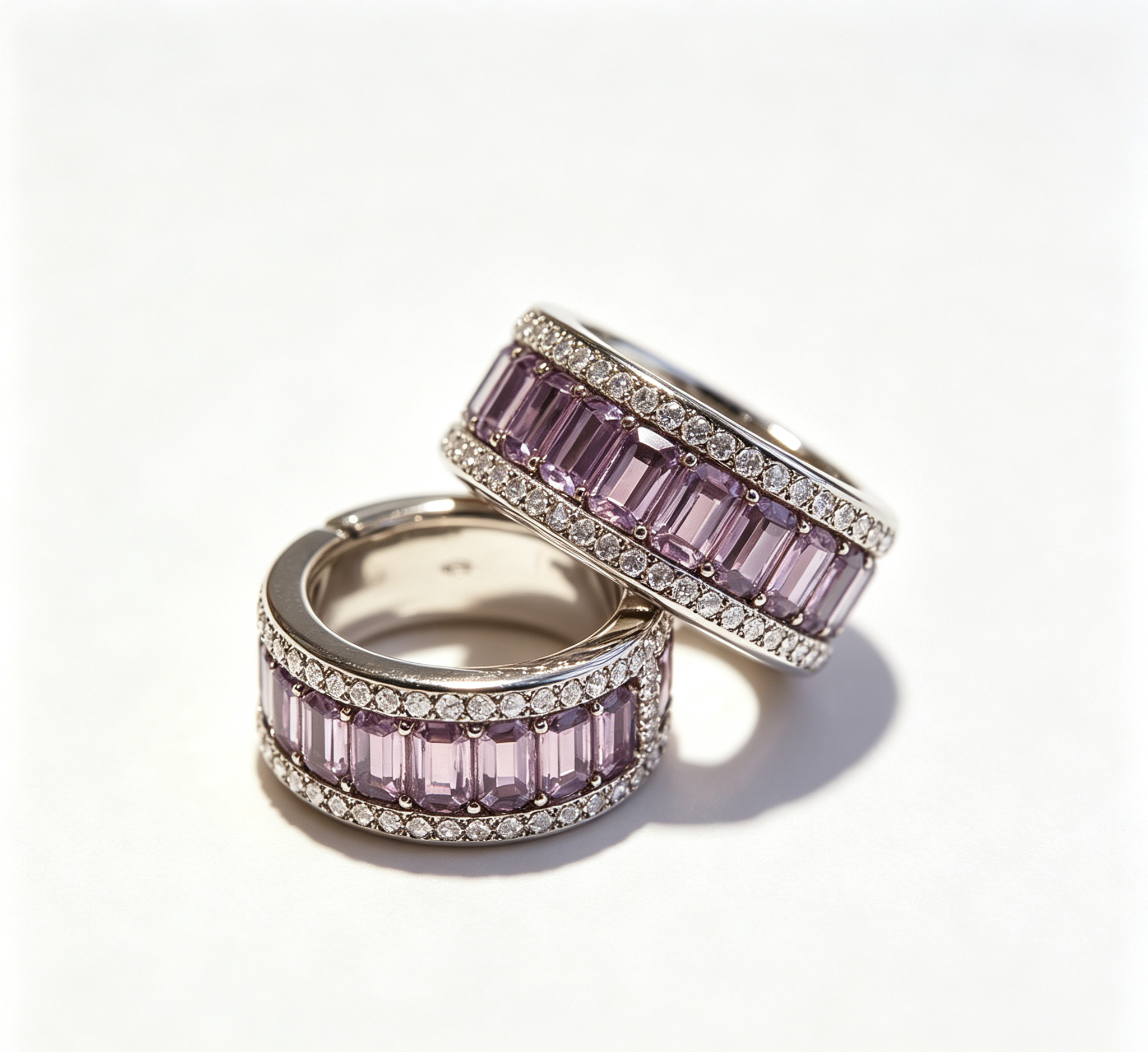 The Moon Cathedral Earring – Deep Violet Zirconia & Gilded Lattice Filigree
