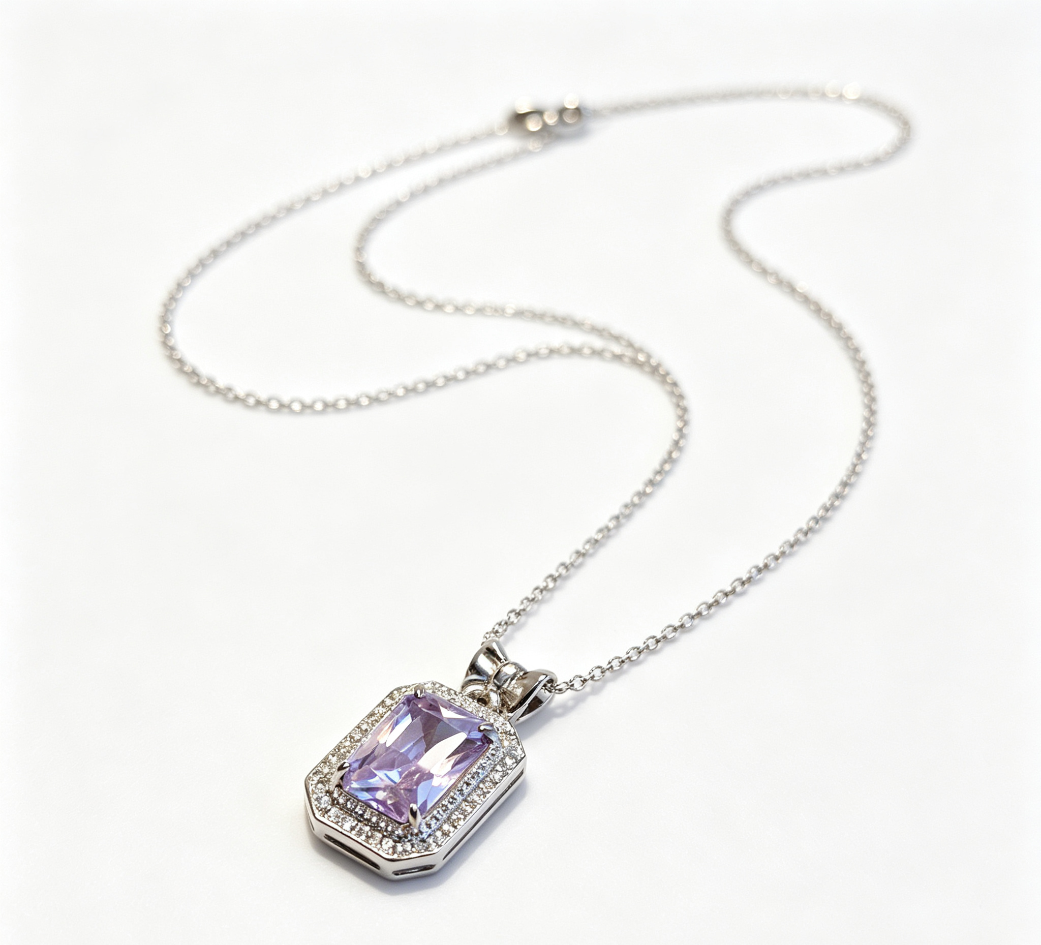 The Moon Elixir Pendant – Lavender Zirconia Perfume Vial & Bowknot Necklace