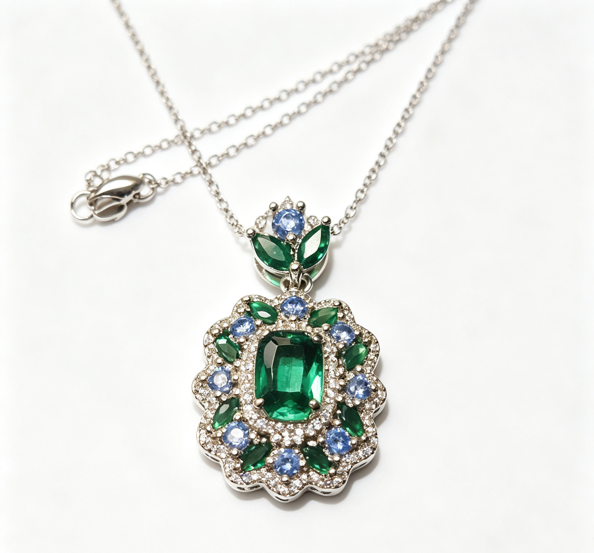 The Jupiter Oil-Painting Pendant – Rubellite-Green Vial & Gilded Filigree Necklace