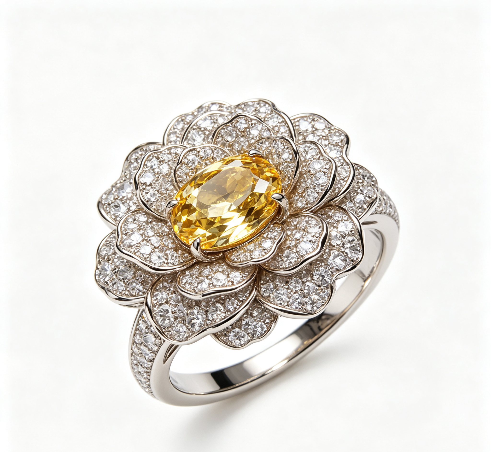 OR-YÉNA | The Solar Bloom Ring – Ombré Sunflower Pavé & Gilded Majesty