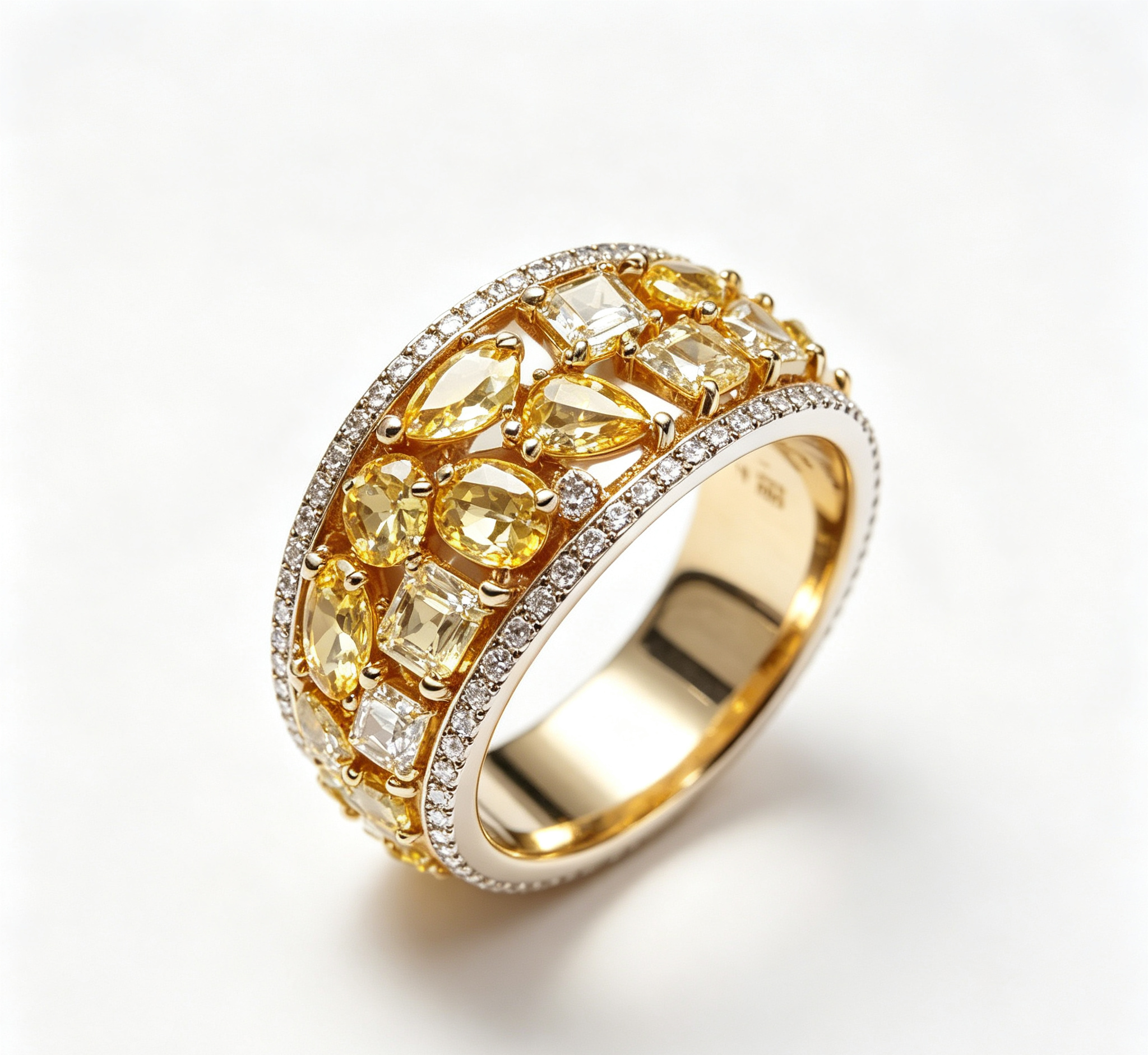 OR-YÉNA | The Solar Fizz Ring – Crushed Ice Canary Zirconia & Airy Geometric Lattice