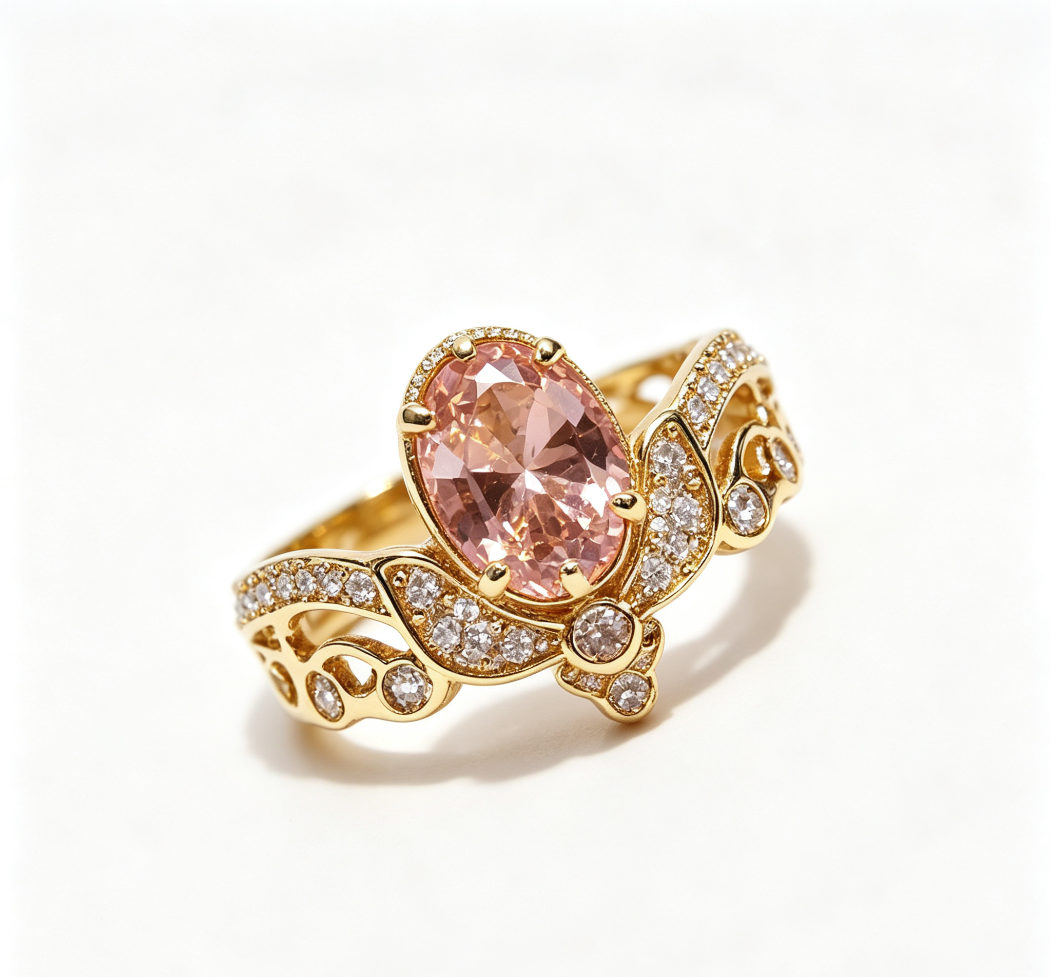 OR-YÉNA | The Mars Pioneer Ring – Crimson Pink Zircon & Antique Gilded Palace Filigree