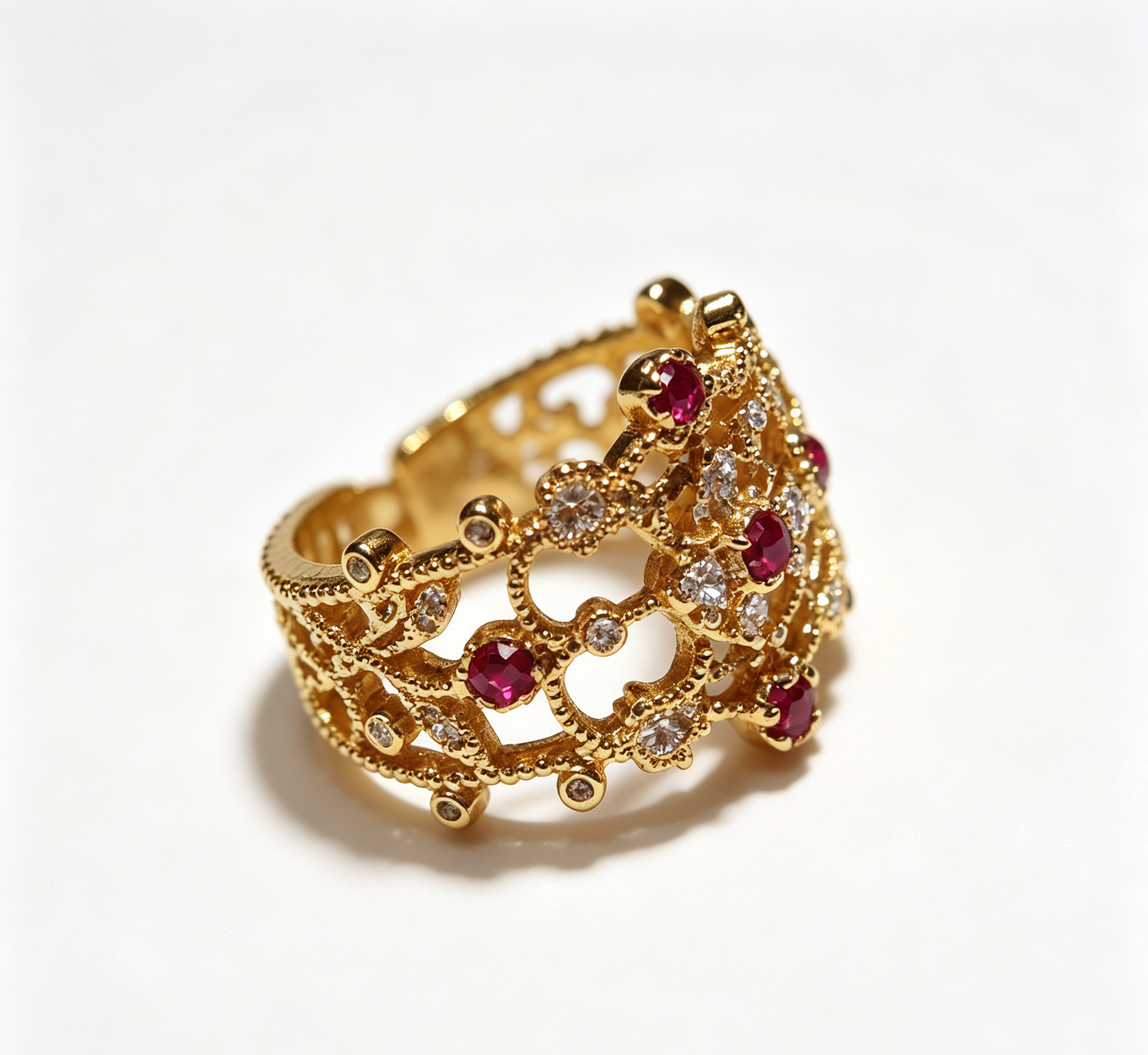 OR-YÉNA | The Mars Grand Finale – Architectural Crown Openwork & Full-Pavé Gilded Ring