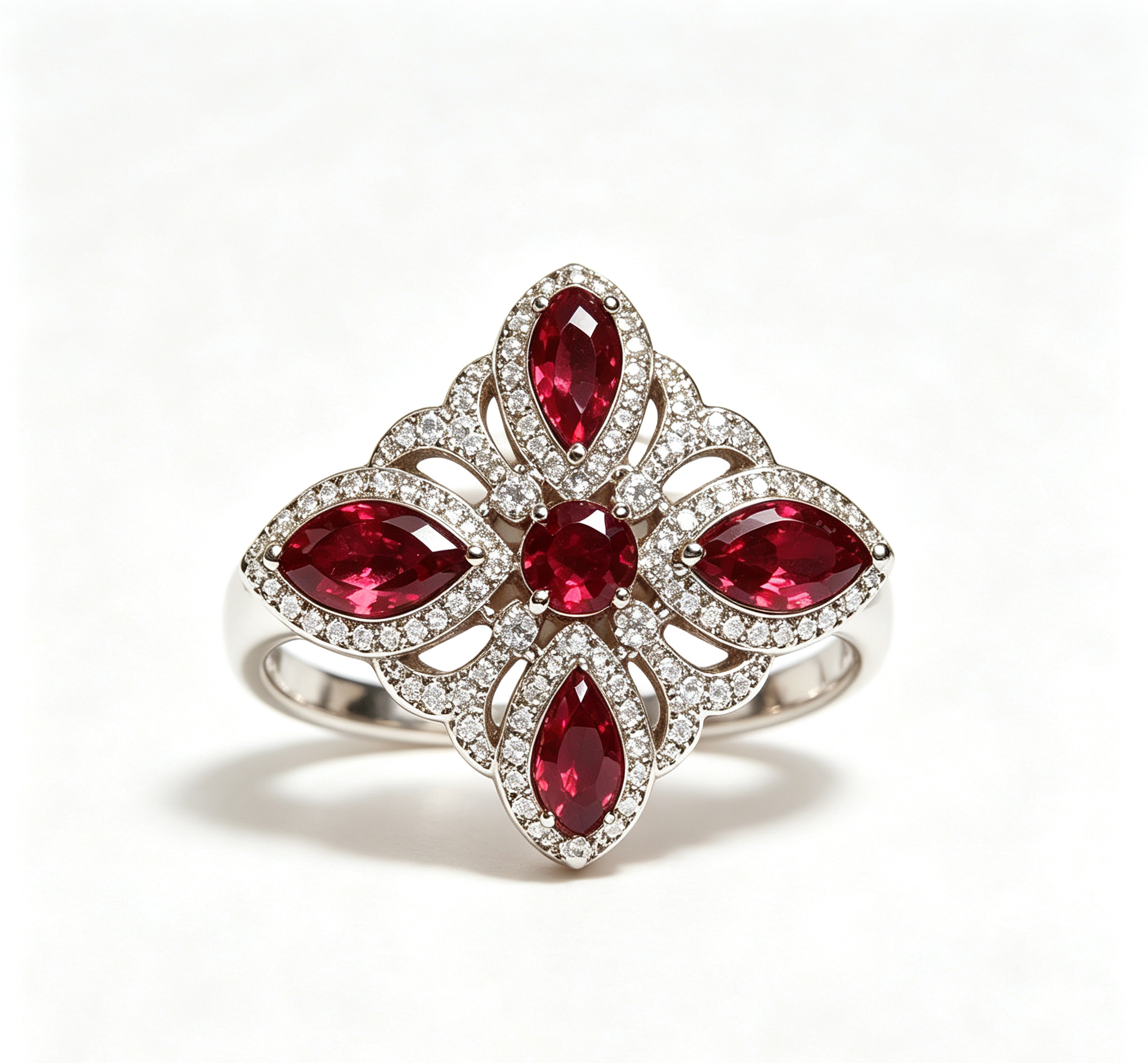 OR-YÉNA | The Mars Valour Ring – Pigeon Blood Lozenge Ruby & Gilded Neo-Gothic Band