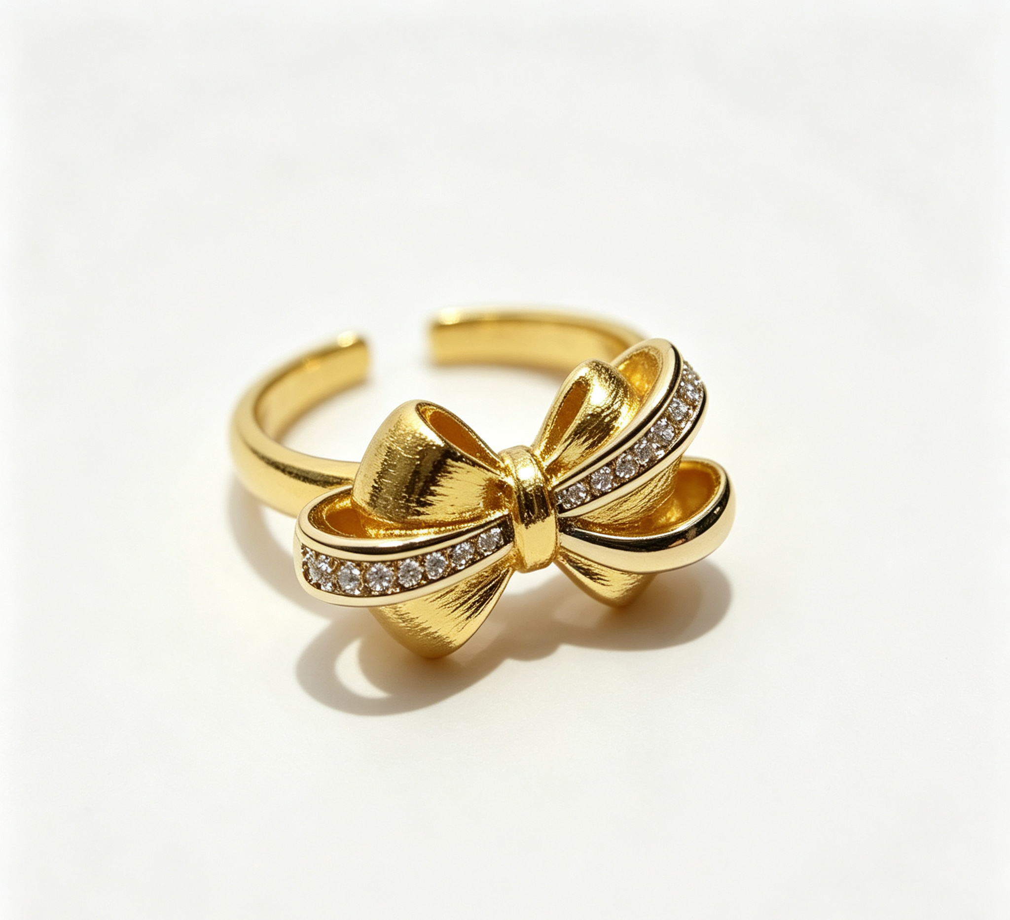 The Venus Ribbon Ring🎀 – Brushed 18K Gold Plated Silk Bow