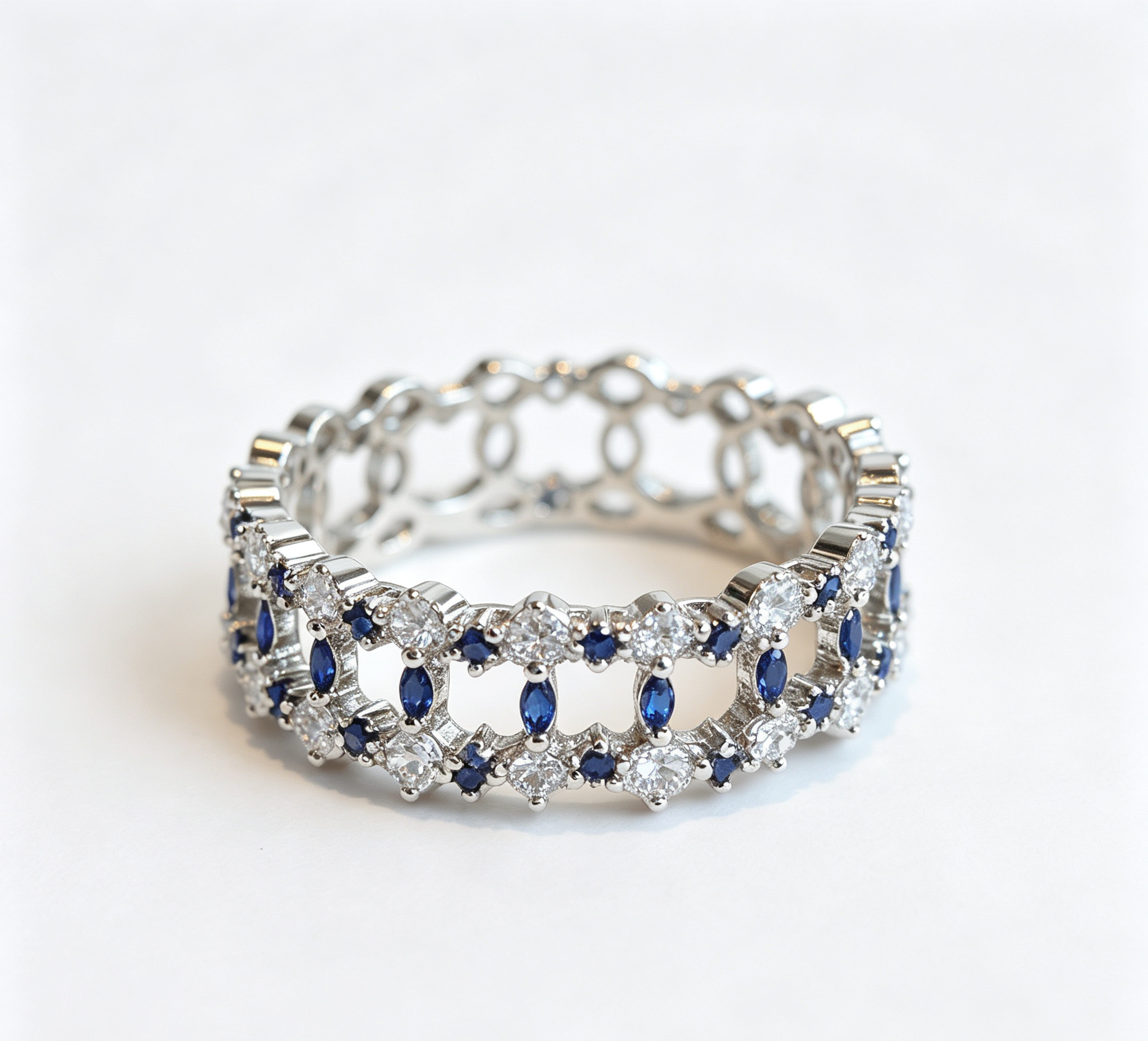 The Mercury Orbital Ring – Azure Accents & Hollow Geometric Lace