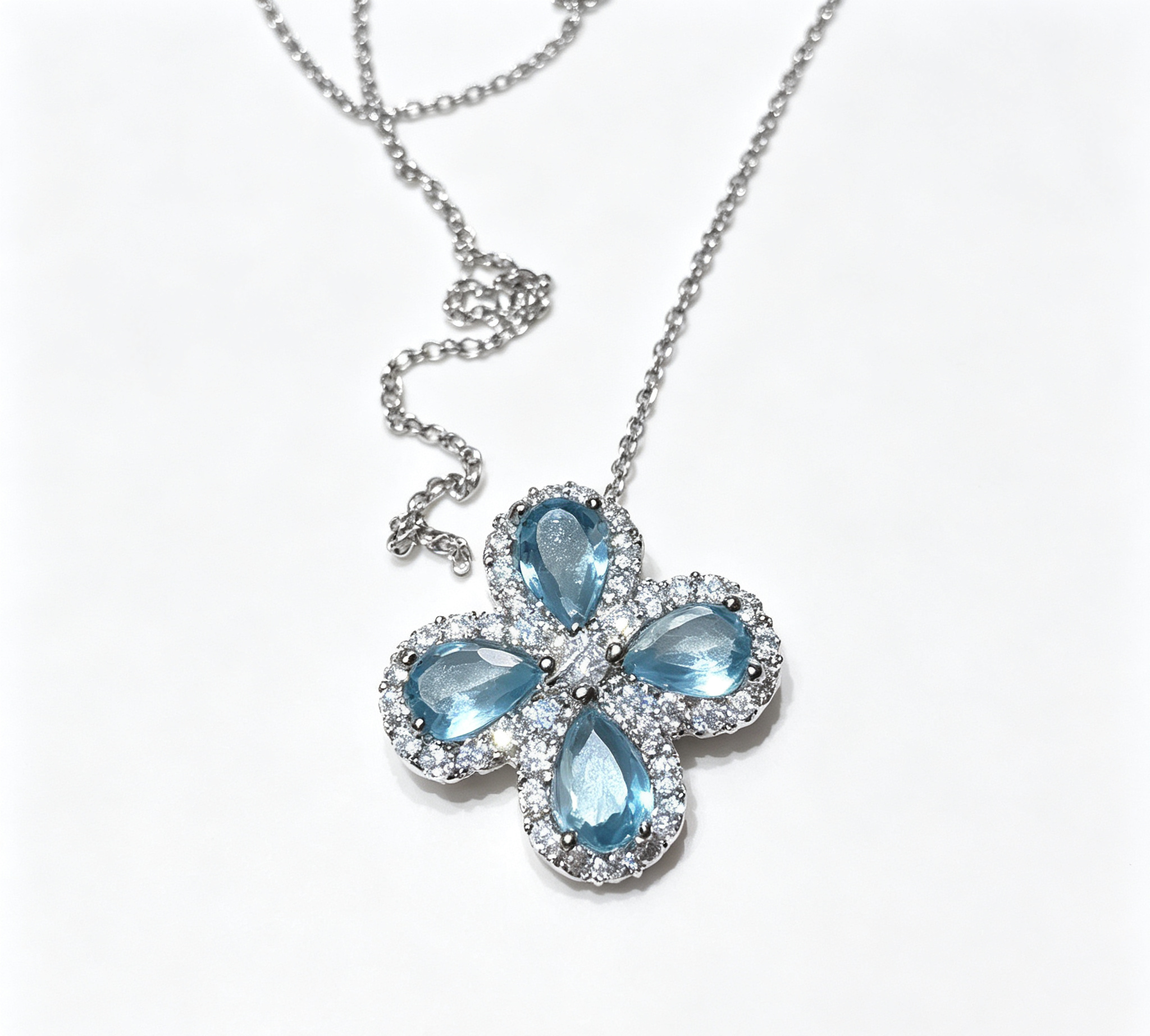 The Mercury Clover Necklace – Aquamarine Serenity & Sacred Geometry