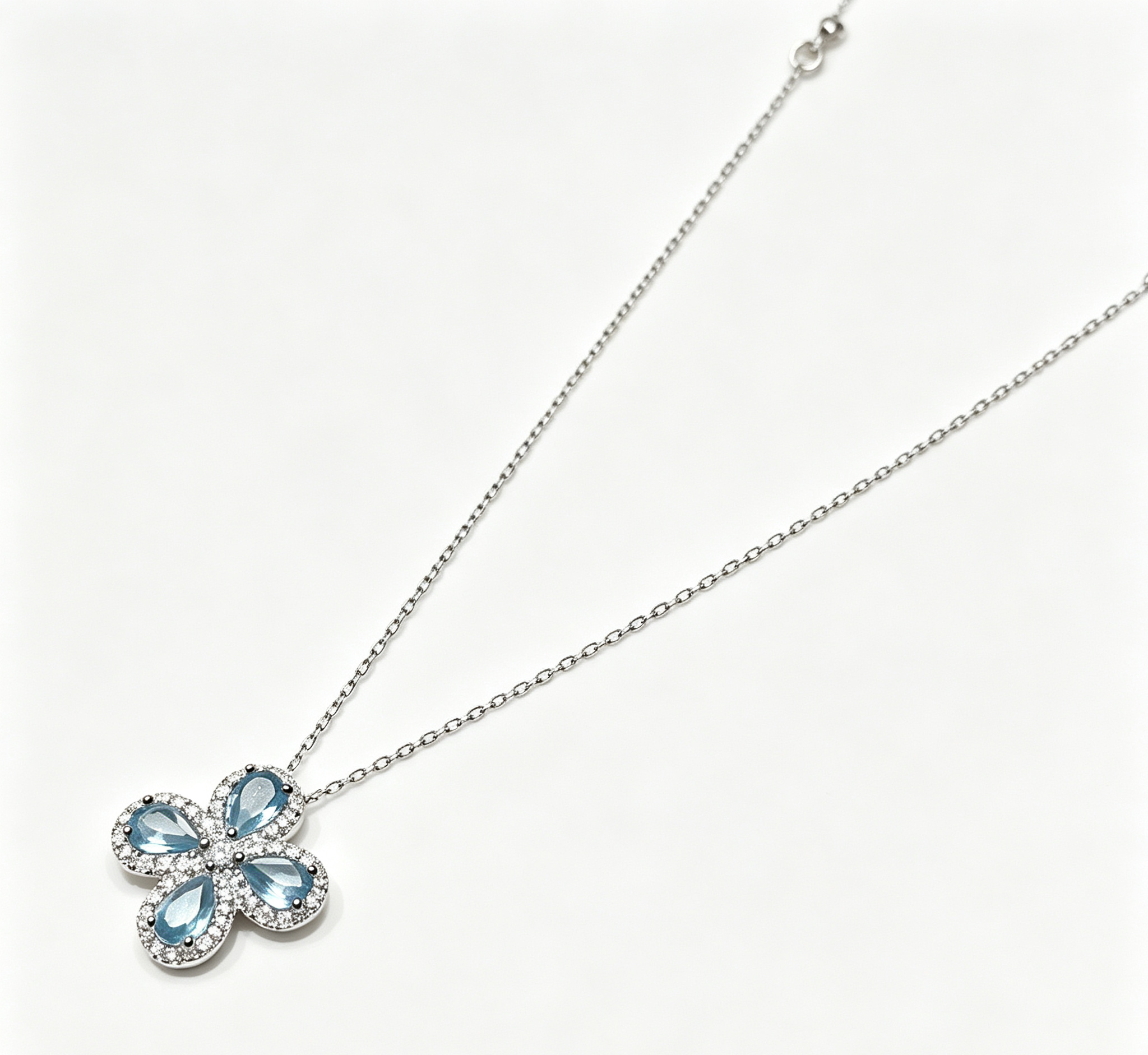 The Mercury Clover Necklace – Aquamarine Serenity & Sacred Geometry