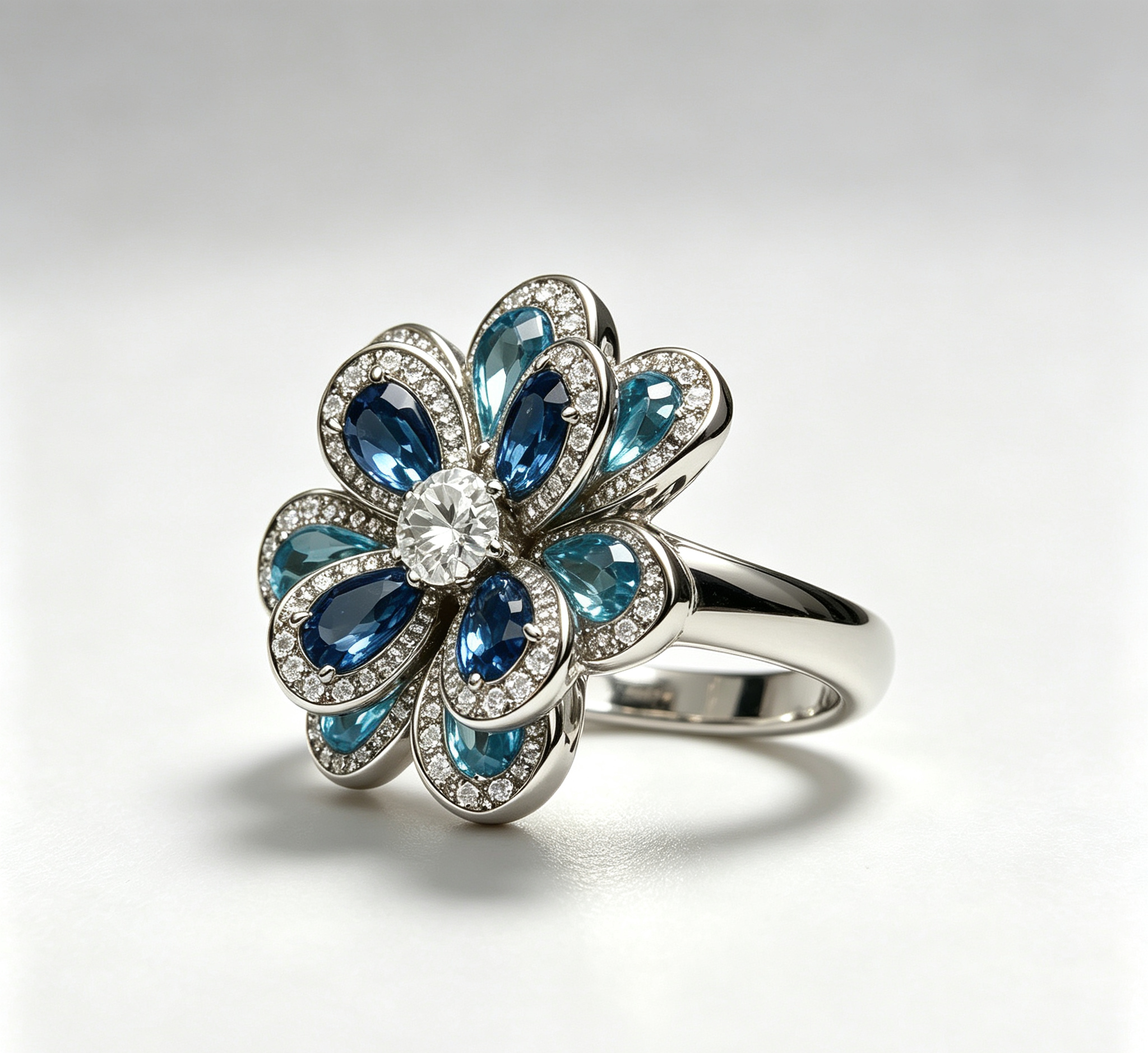 The Mercury Camellia Ring – Architectural Bloom in Stelliform
