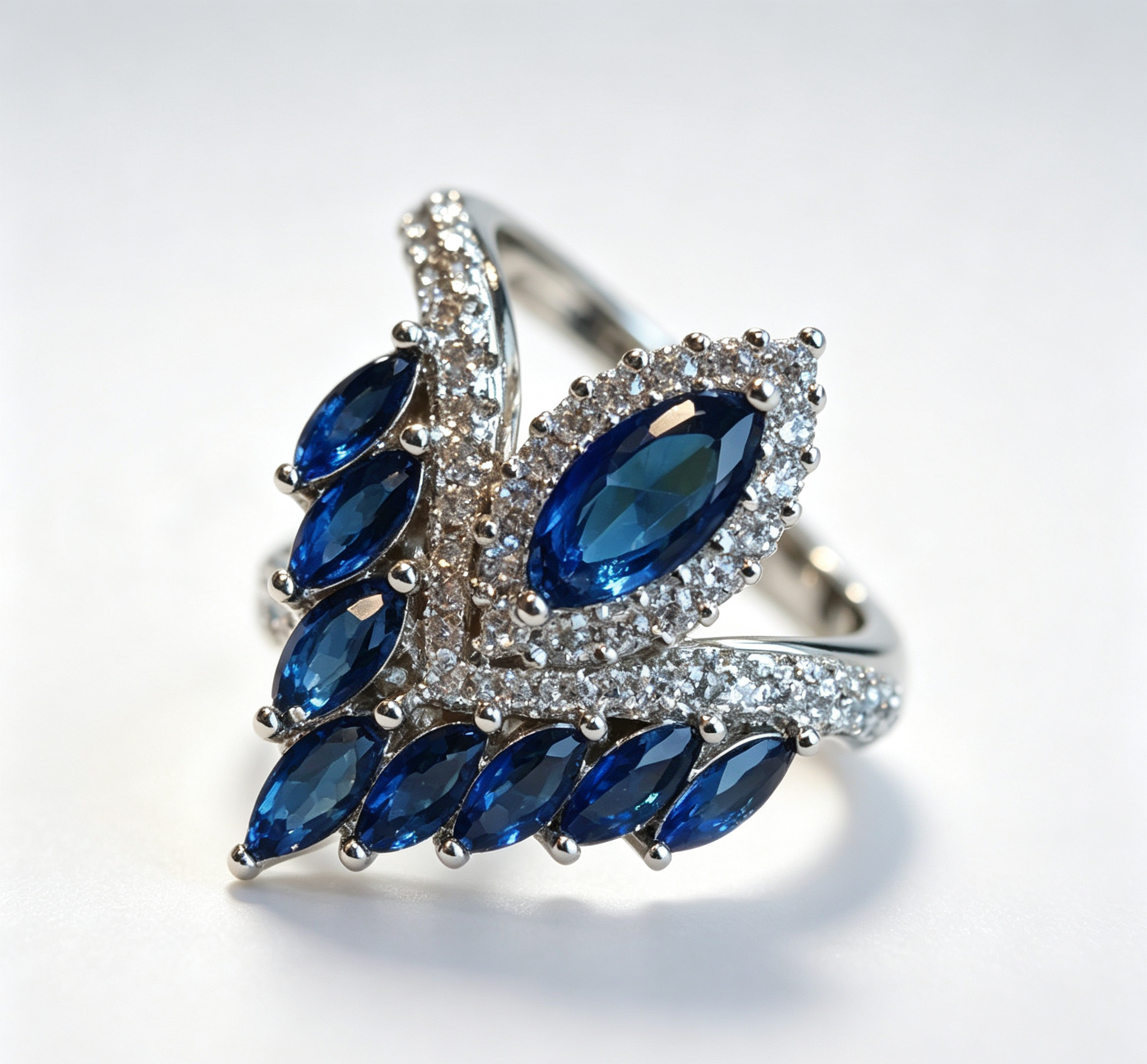 The Mercury Sovereign Ring – Royal Blue Carbon Diamond & Celestial Crown