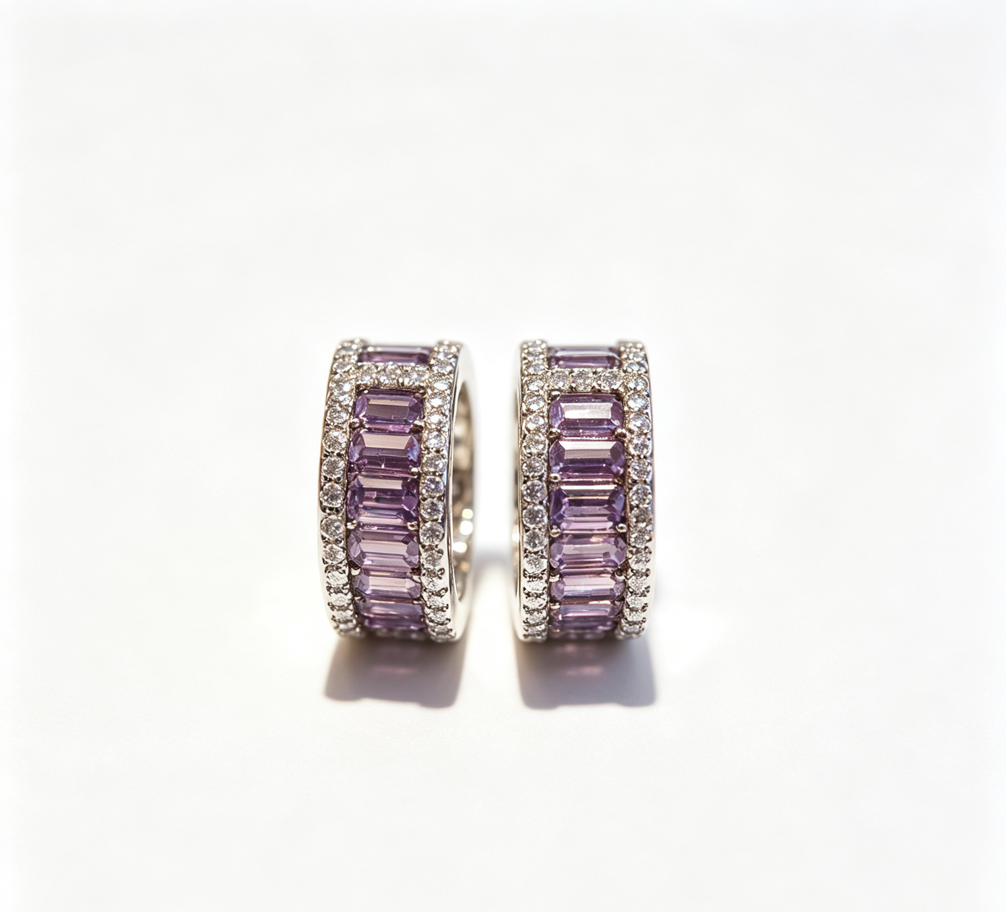 The Moon Cathedral Earring – Deep Violet Zirconia & Gilded Lattice Filigree