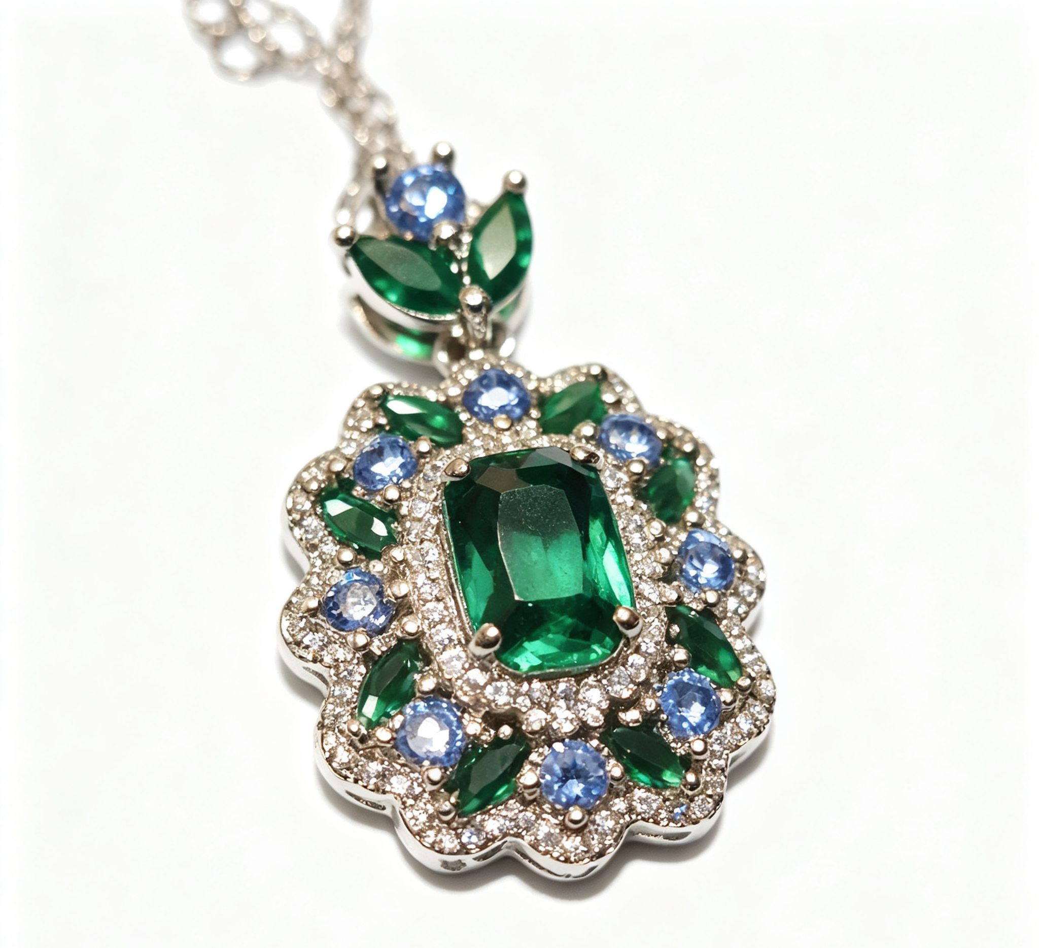 The Jupiter Oil-Painting Pendant – Rubellite-Green Vial & Gilded Filigree Necklace