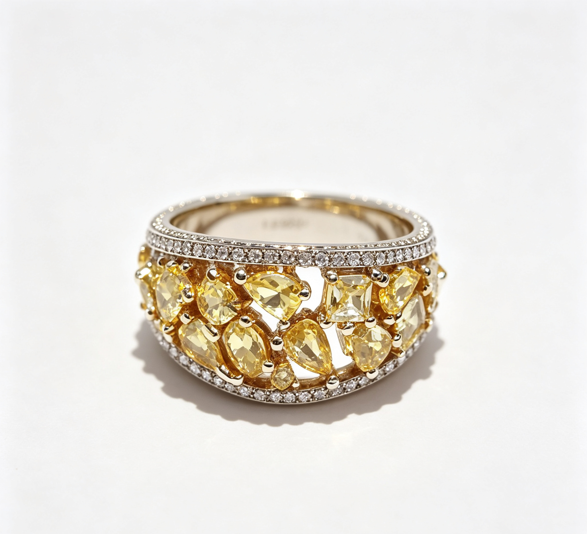 OR-YÉNA | The Solar Fizz Ring – Crushed Ice Canary Zirconia & Airy Geometric Lattice