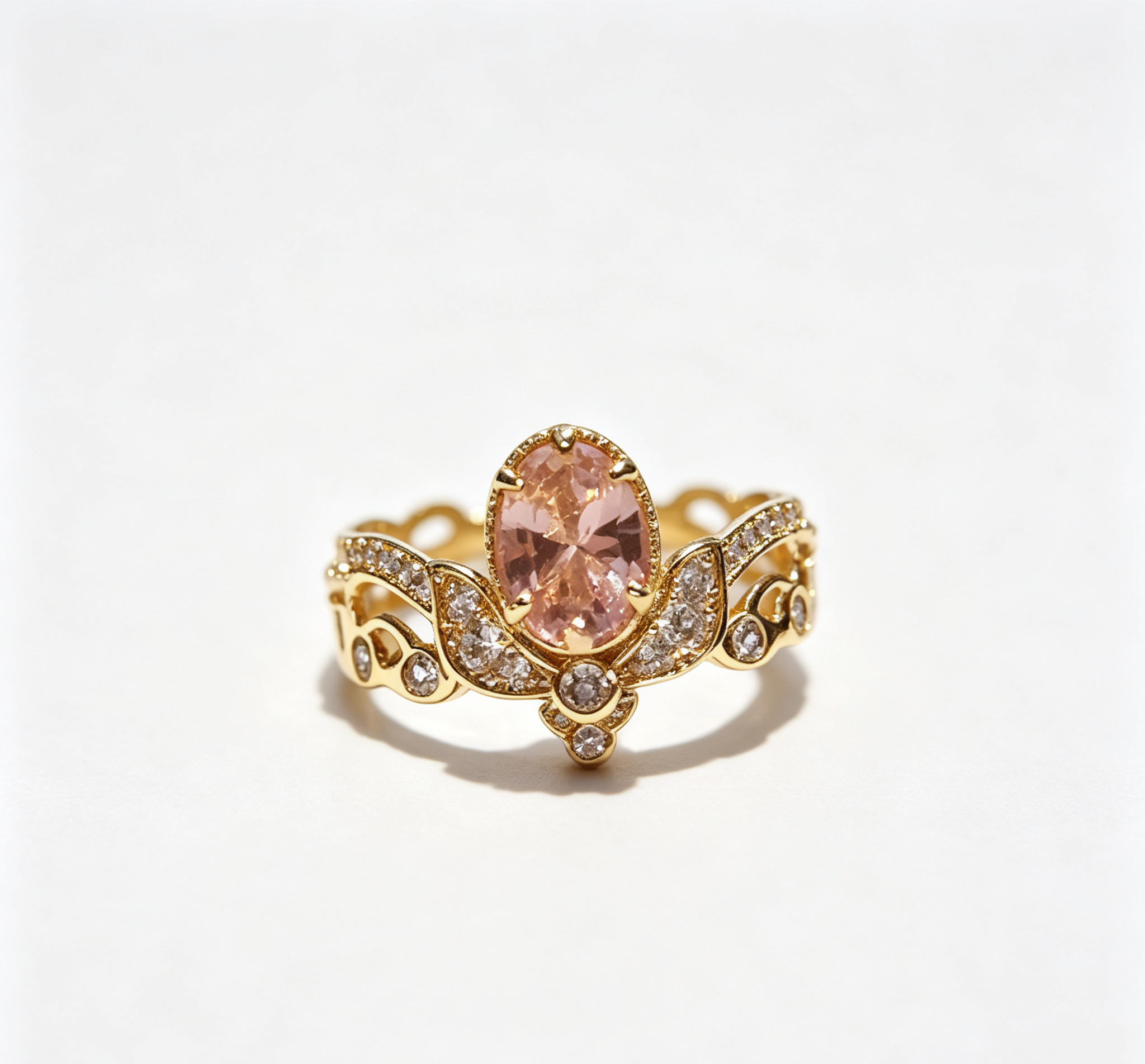 OR-YÉNA | The Mars Pioneer Ring – Crimson Pink Zircon & Antique Gilded Palace Filigree