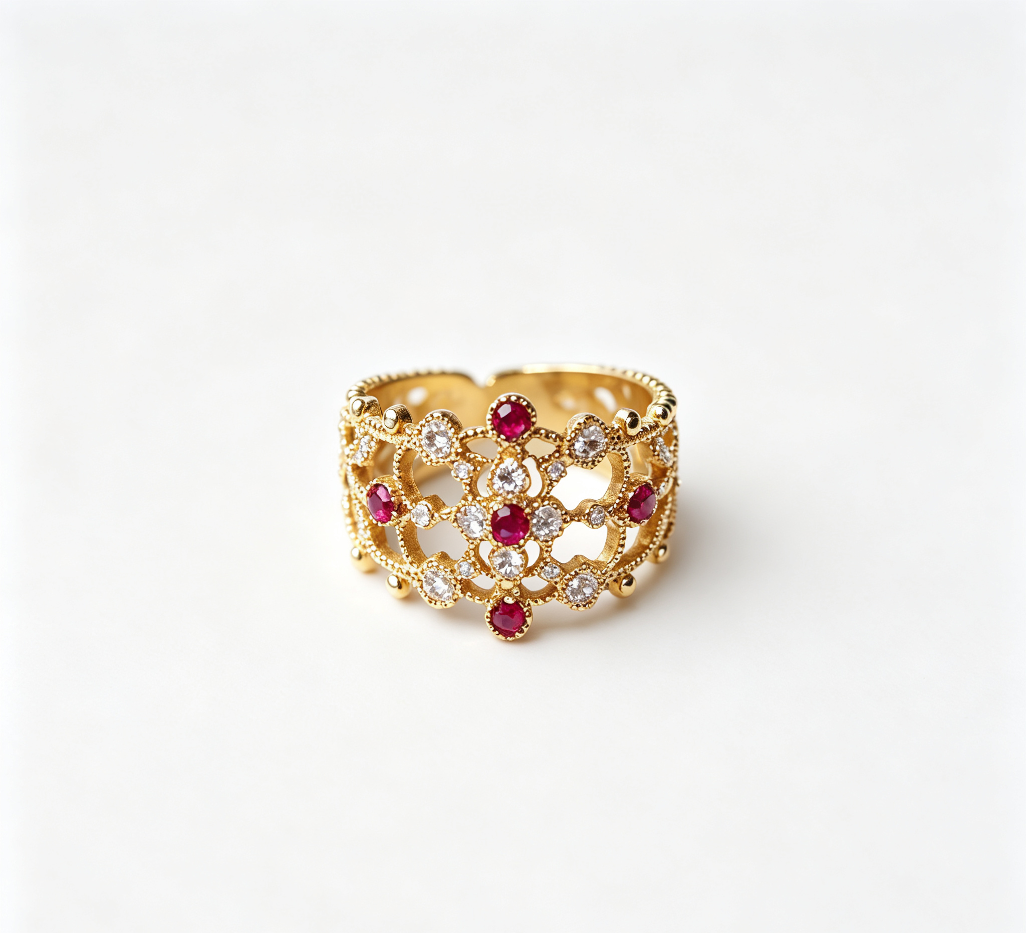 OR-YÉNA | The Mars Grand Finale – Architectural Crown Openwork & Full-Pavé Gilded Ring