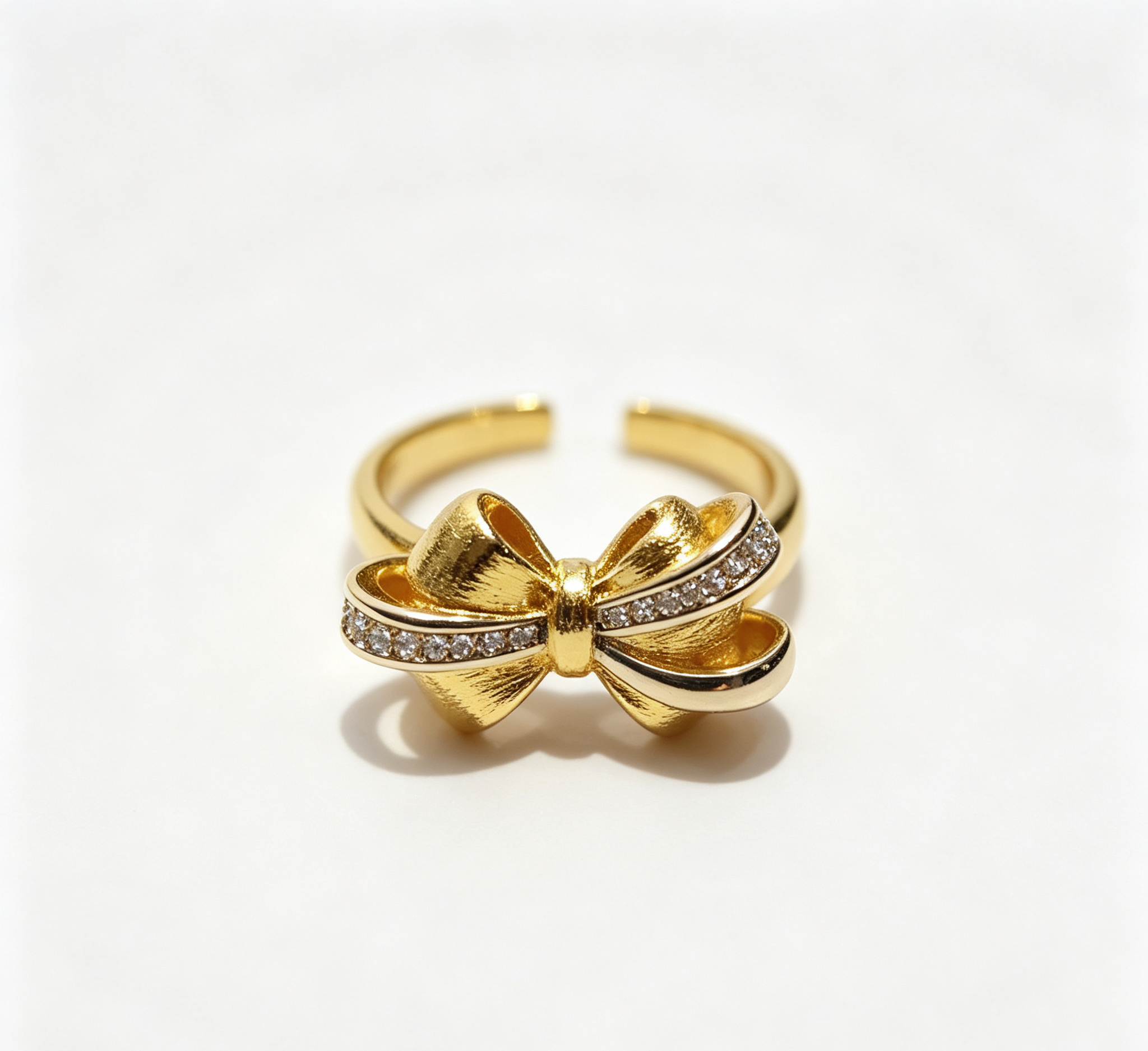 The Venus Ribbon Ring🎀 – Brushed 18K Gold Plated Silk Bow