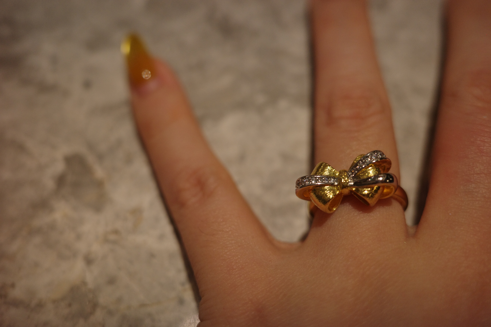 The Venus Ribbon Ring🎀 – Brushed 18K Gold Plated Silk Bow