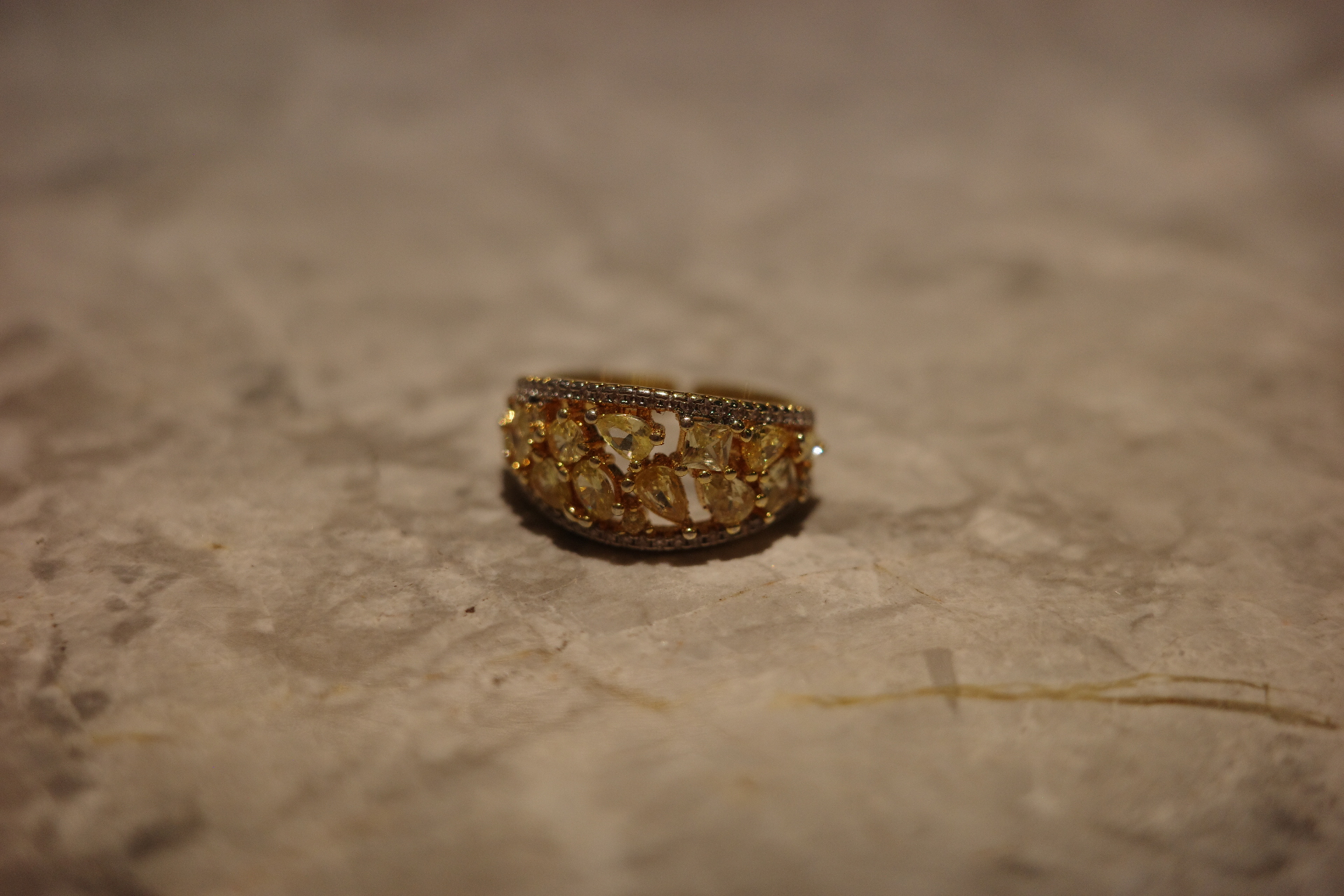 OR-YÉNA | The Solar Fizz Ring – Crushed Ice Canary Zirconia & Airy Geometric Lattice