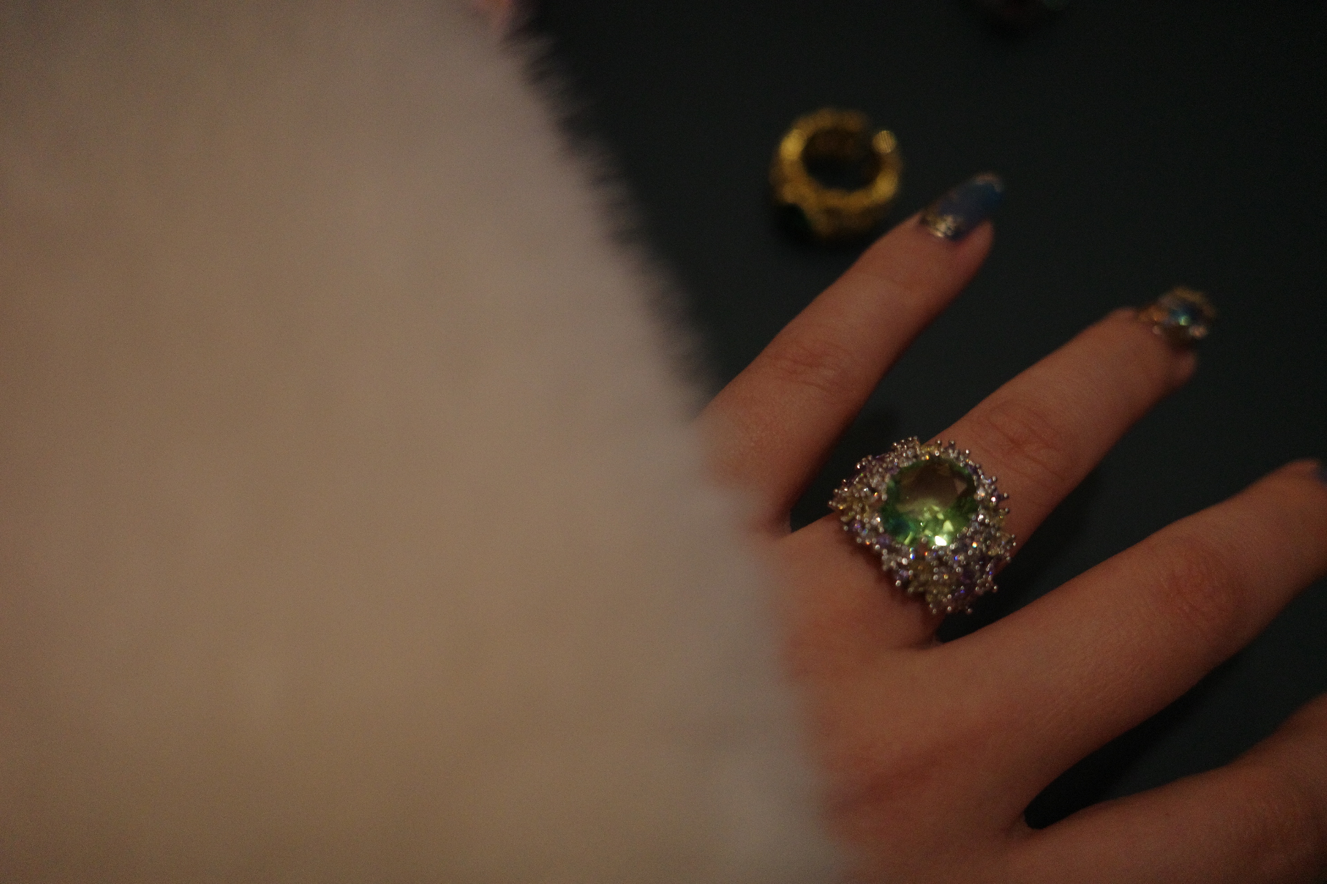 The Jupiter Verve Ring – Mint-Green Zirconia & Full-Pavé Halo Lattice