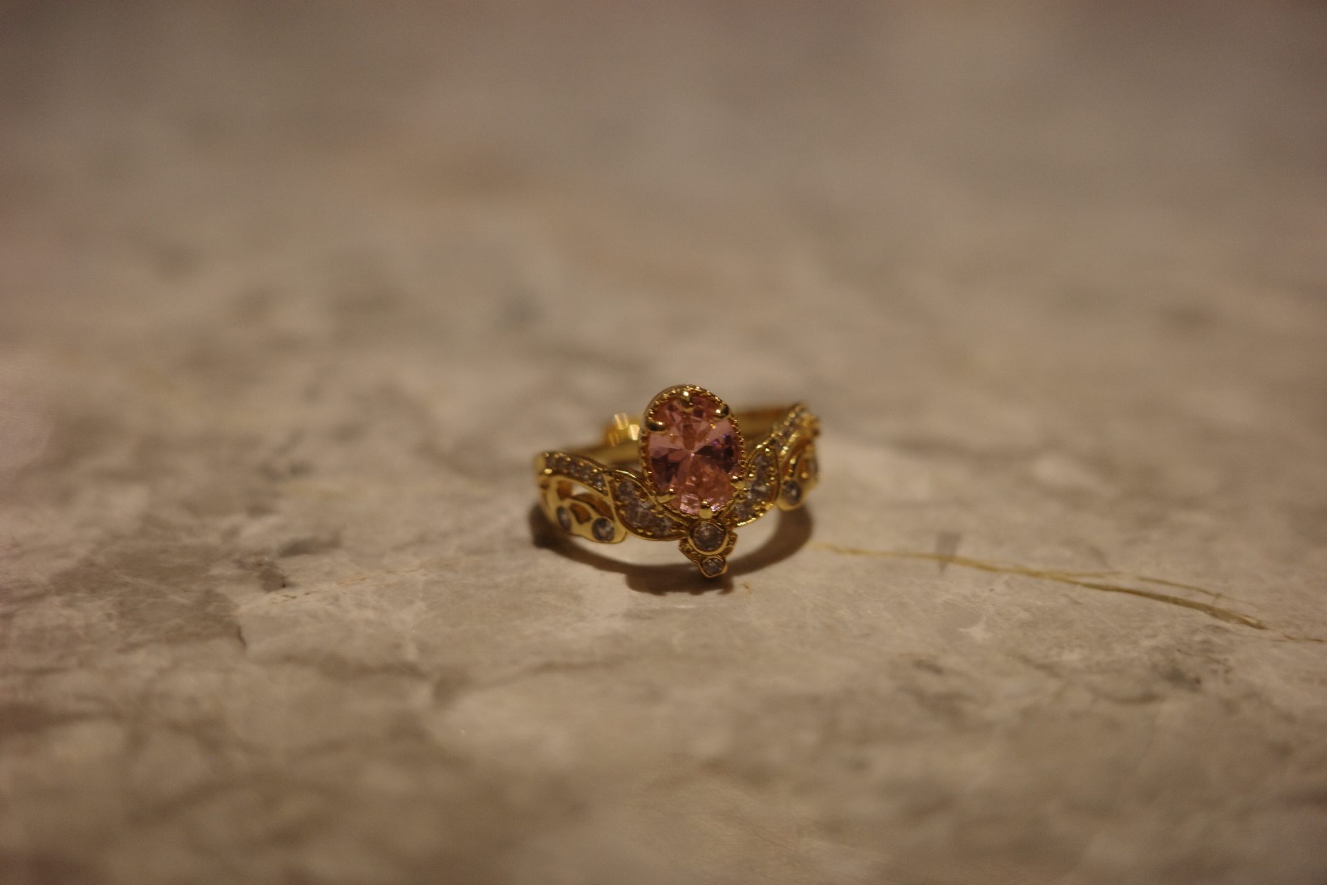 OR-YÉNA | The Mars Pioneer Ring – Crimson Pink Zircon & Antique Gilded Palace Filigree