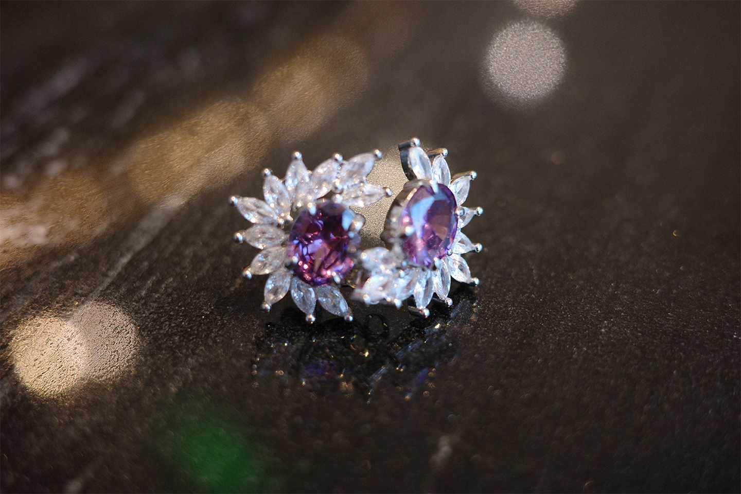 The Moon Indigofera Earring – Celestial Star-Dust & Weeping Silver Vine